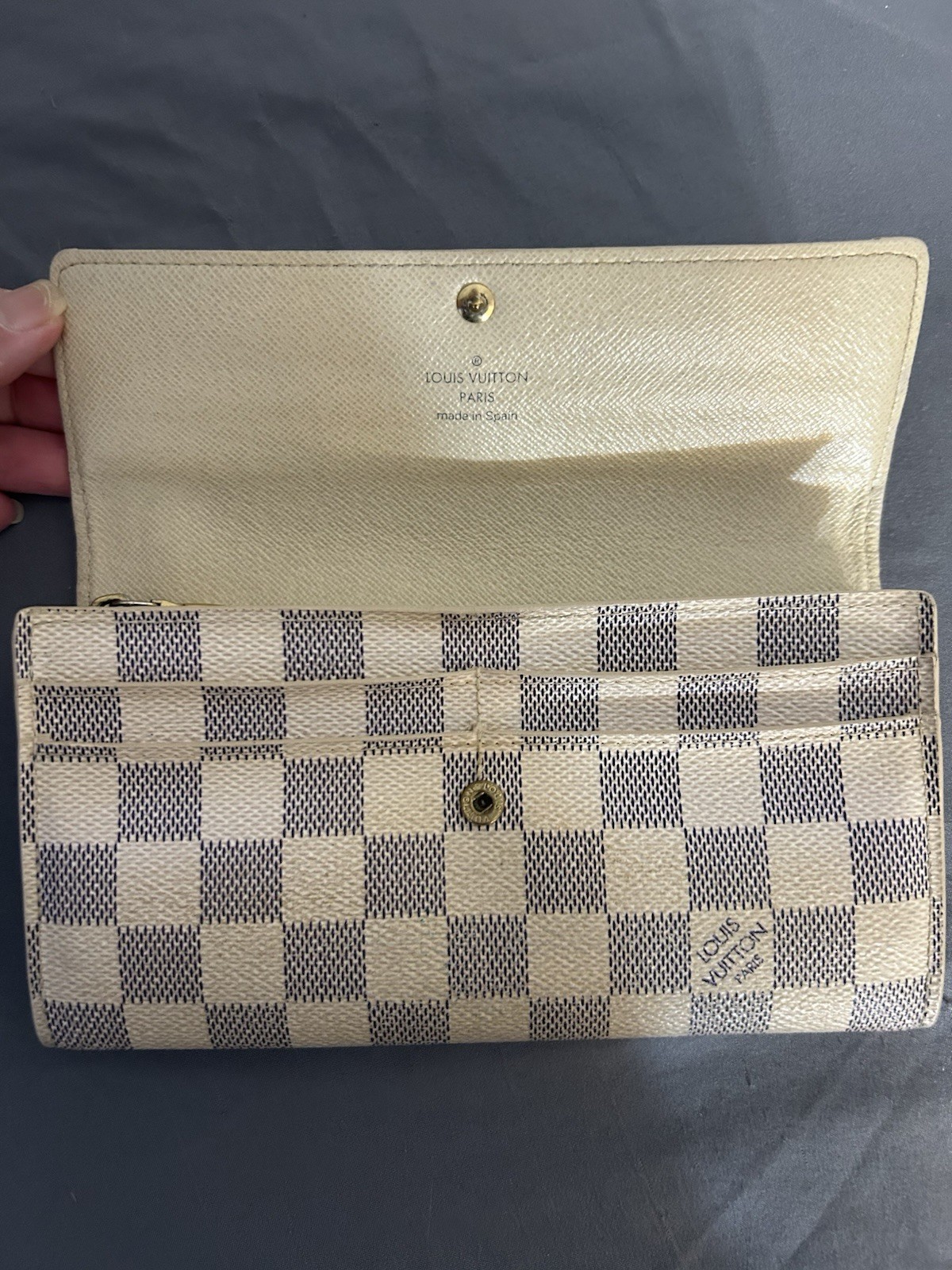 Louis Vuitton Damier Azur Large Hobo Bag w/ Wallet, Gold Hardware, Pockets