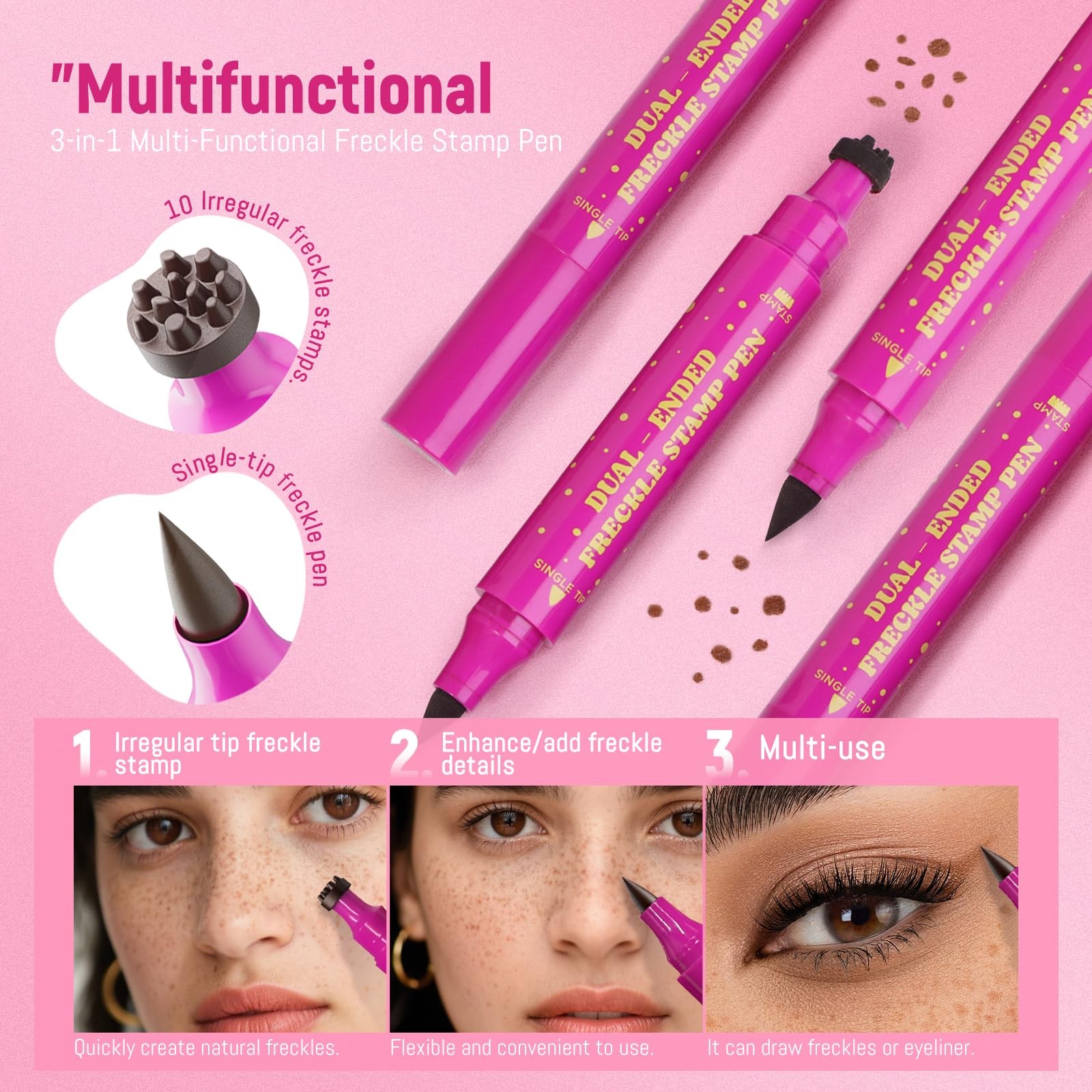 2 In 1 Freckle Stamp Pen Waterproof Long Lasting Makeup 01#Light Brown