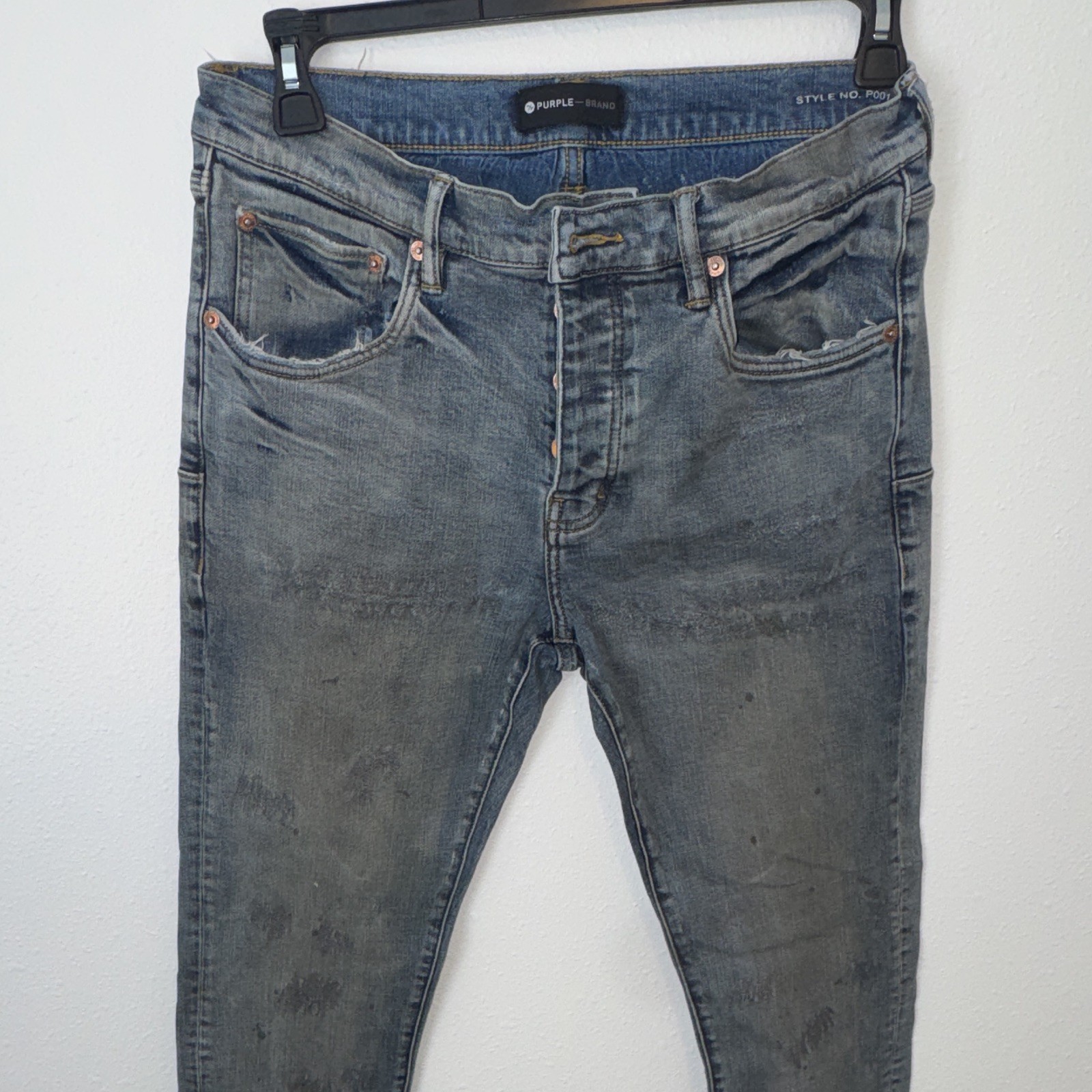 PURPLE Brand Men’s Gray Light Wash Skinny Slim Denim Jeans Low Rise 5-Pocket