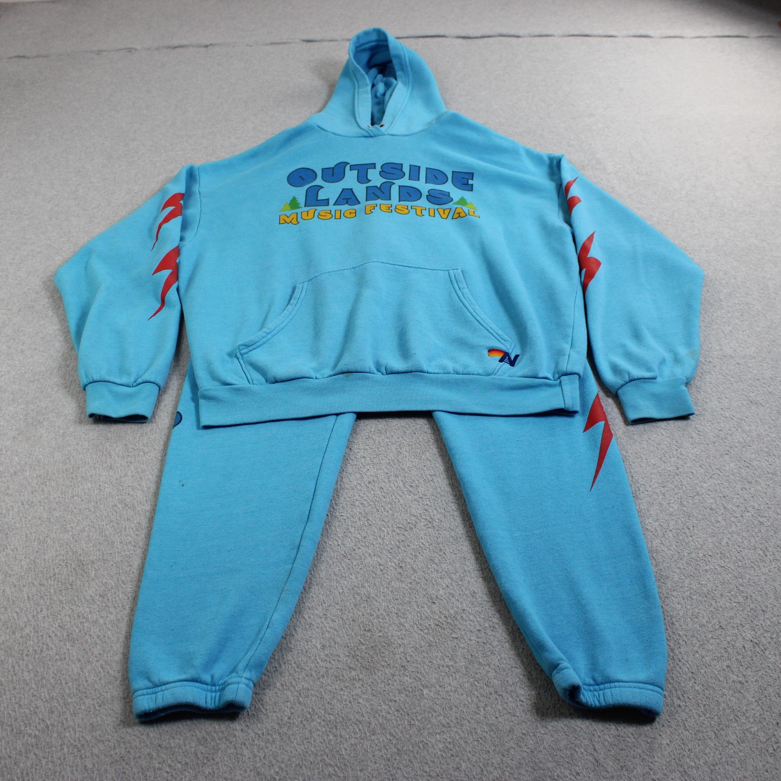 Aviator Nation Hoodie Sweatpants Set Women XS Blue Outside Lands Music Festival