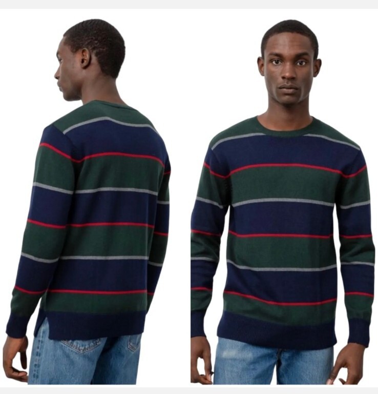 Rails Kent Rugby Sweater Men Large Hunter Striped Wool Blend Preppy Hipster New