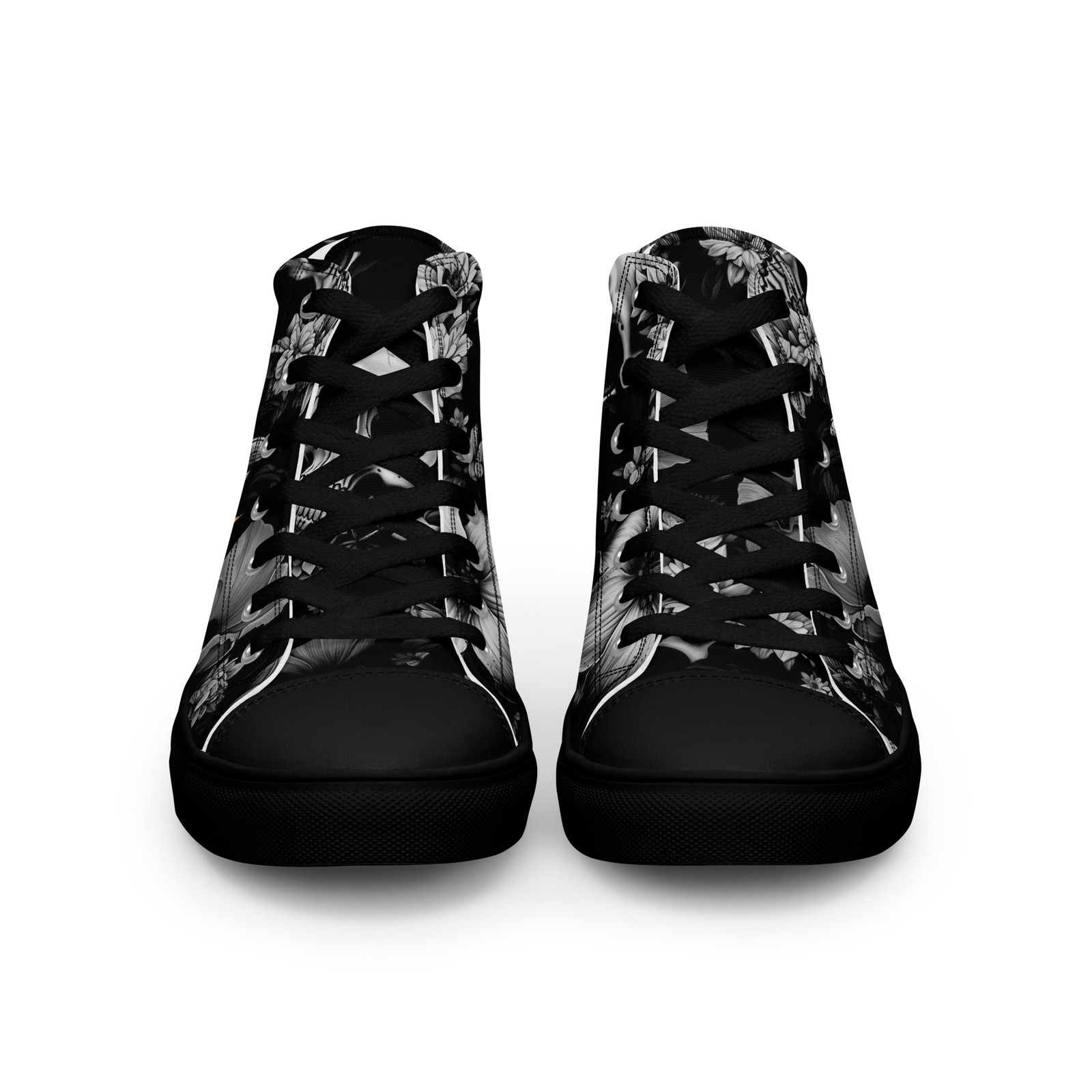 Skull Floral High Top Canvas Sneakers | Gothic Rose Streetwear | InsaanCadet