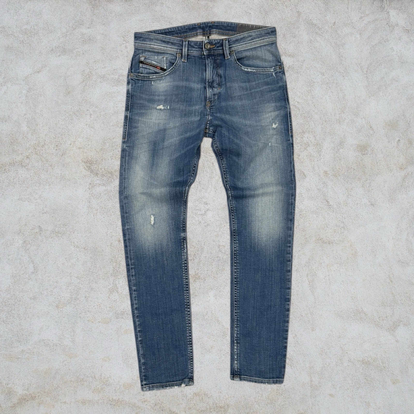 Diesel Mens Jeans 32×31 Blue Thommer-R Slim Stretch Indigo Denim Distressed