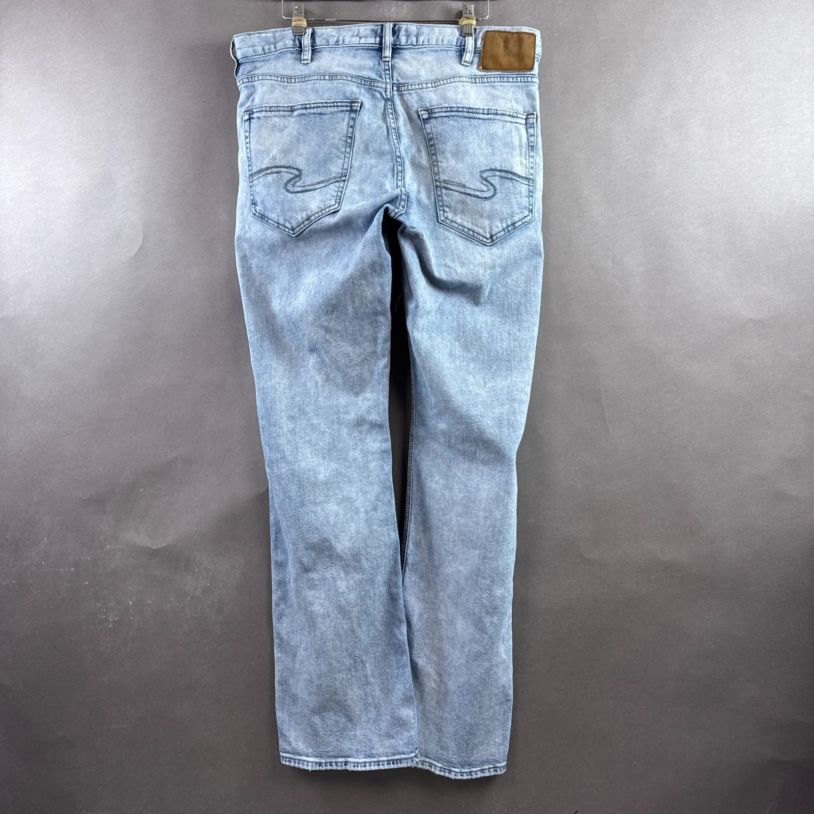 Silver Jeans Mens 34×34 Blue Craig Washed Out Faded Denim Pants Stretch Stone