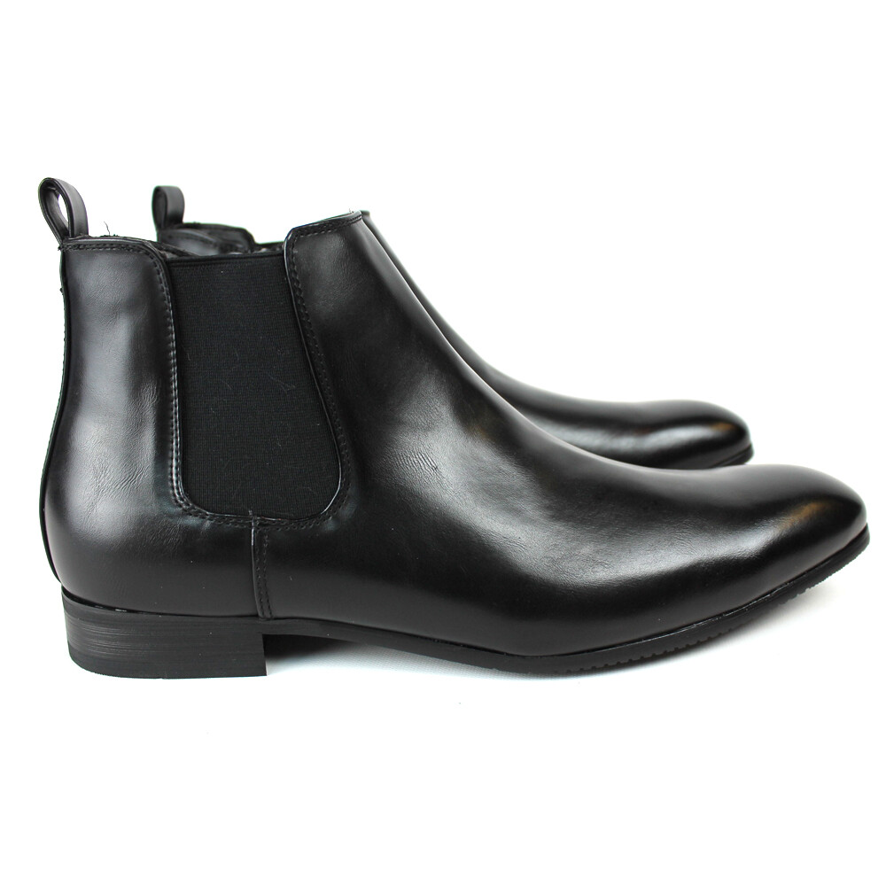 Black Leather Mens Ankle Dress Boots Side Zipper Round Toe Chelsea ÃZARMAN