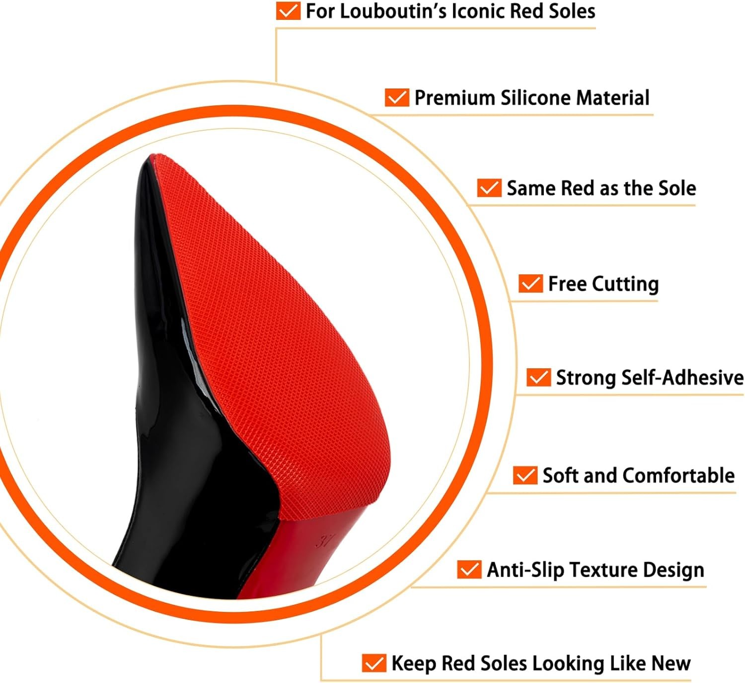 Red Sole Protectors, 4 Pcs Self-Adhesive Shoe Bottom Medium, 6″ by 4″,