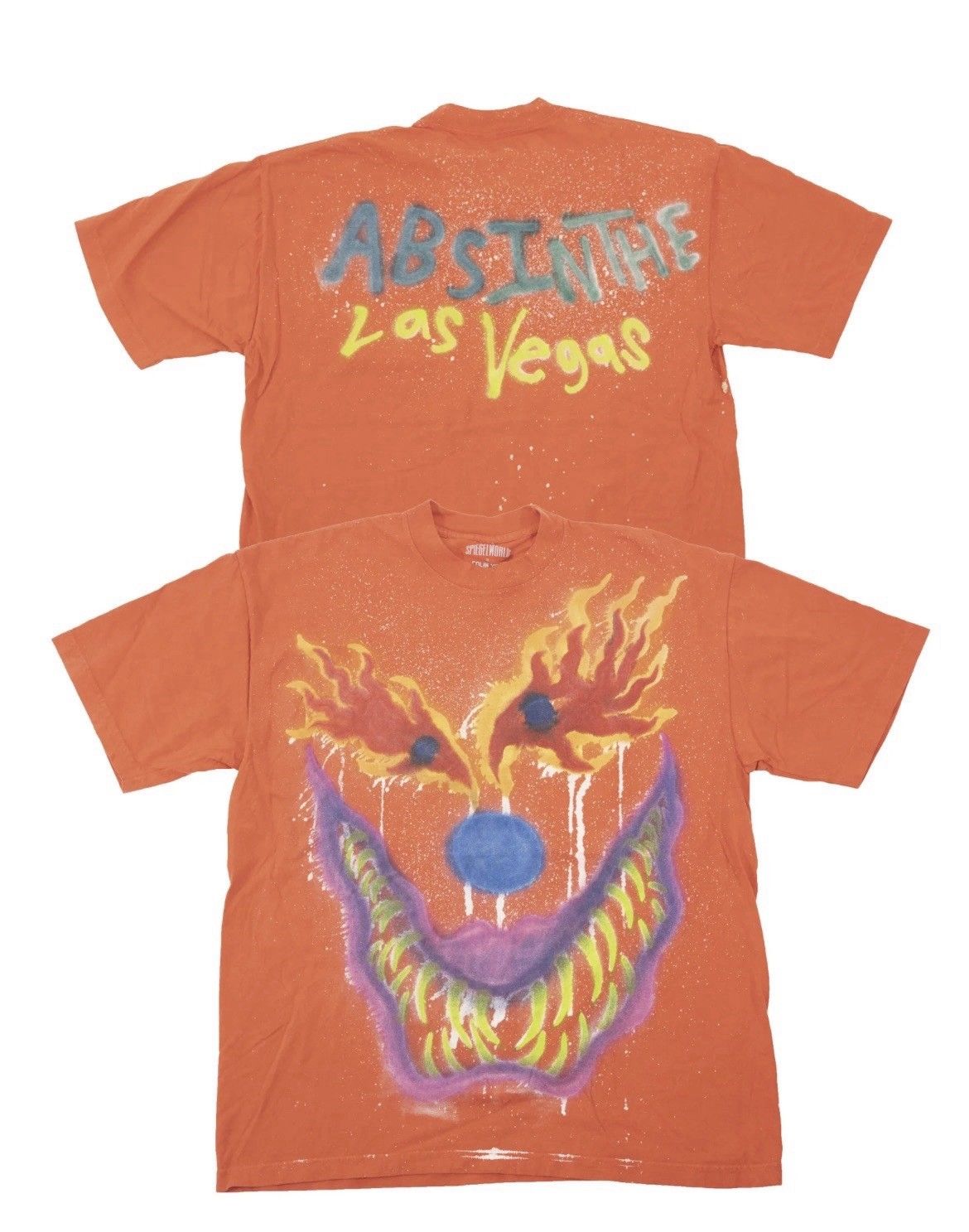 ABSINTHE BY COLIN YEO, HAND PAINTED T SHIRT L Tee Made In USA designer Orange