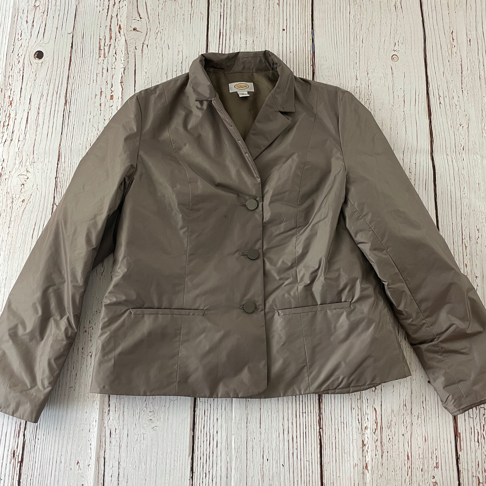 Talbots Button Front Nylon Poly Casual Jacket Women’s 16 Brown