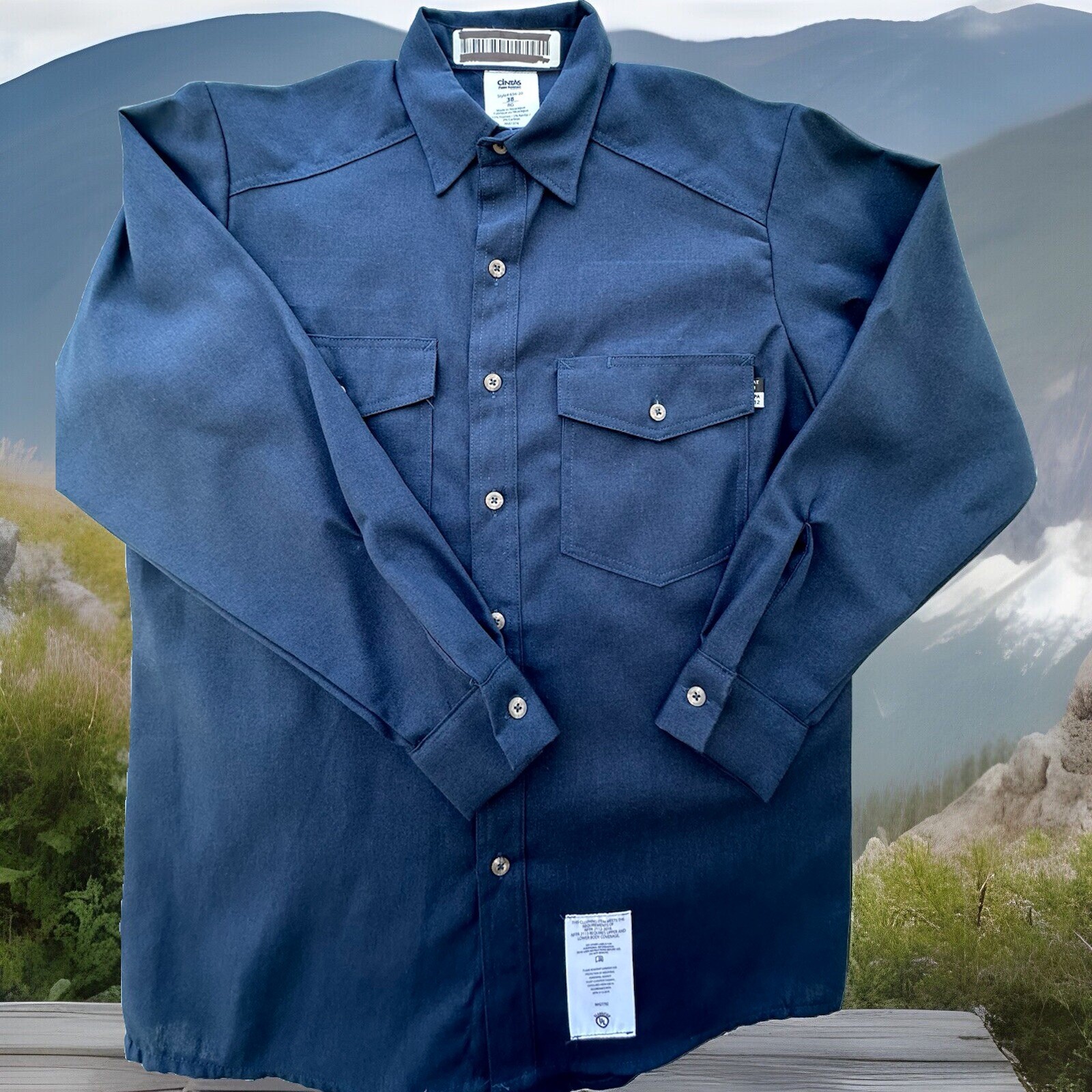 Cintas Nomex IIIA FR Work Shirt CAT 1 NFPA 2112 Size 38 Regular (small)