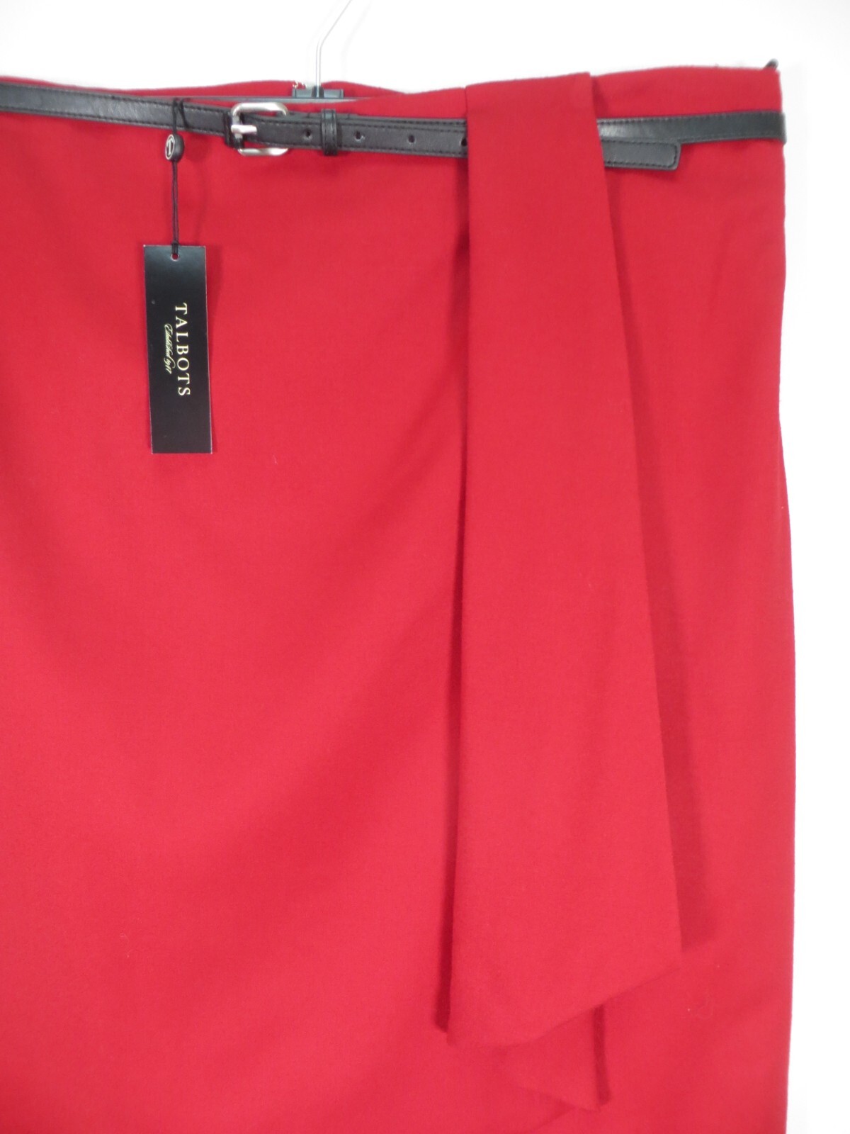 NWT TALBOTS Womens Flannel 99% Wool Belted Wrap Skirt Deep Dark Red 14 $129