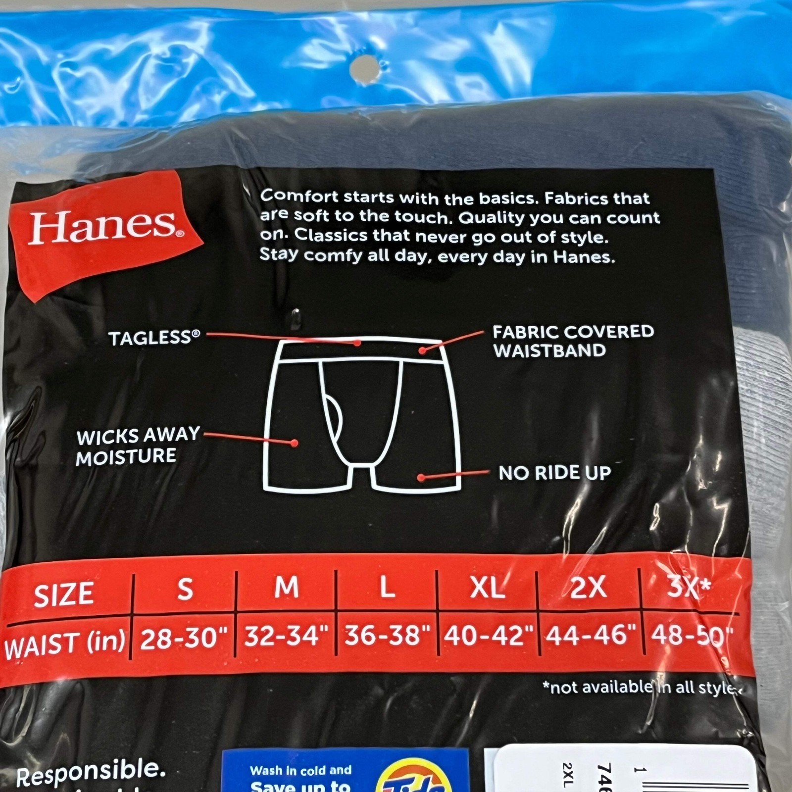 HANES (6 PACK!) Men’s Boxer Briefs Sz 2XL 44-46″ Black/Blue/Grey 7460P6