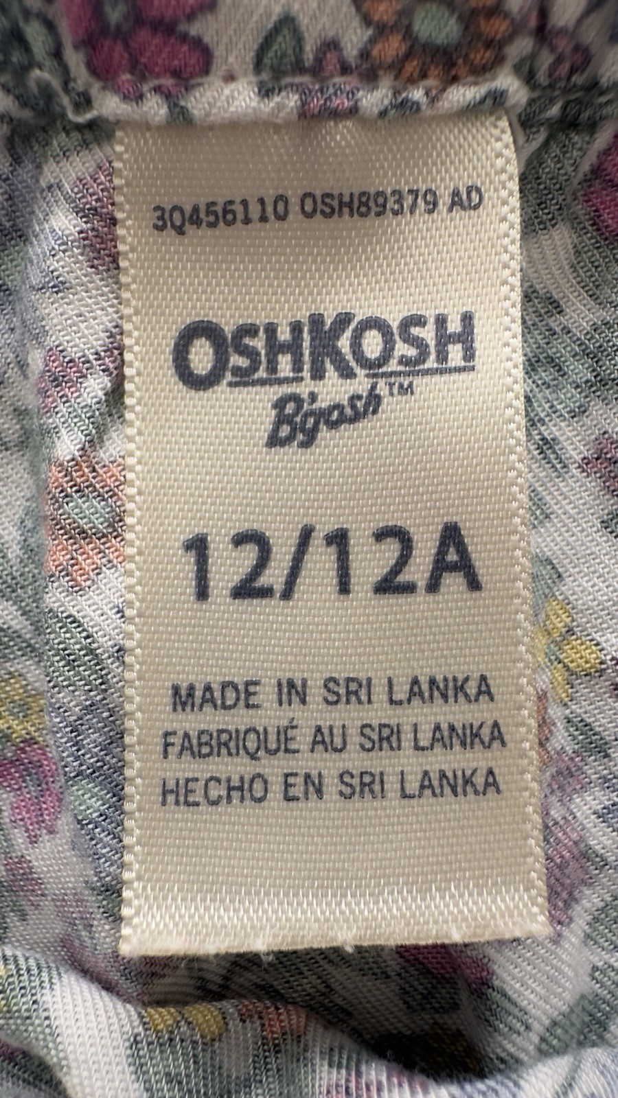 OshKosh B’gosh Girls Floral Button Front Sundress 12/12A Sleeveless Knee
