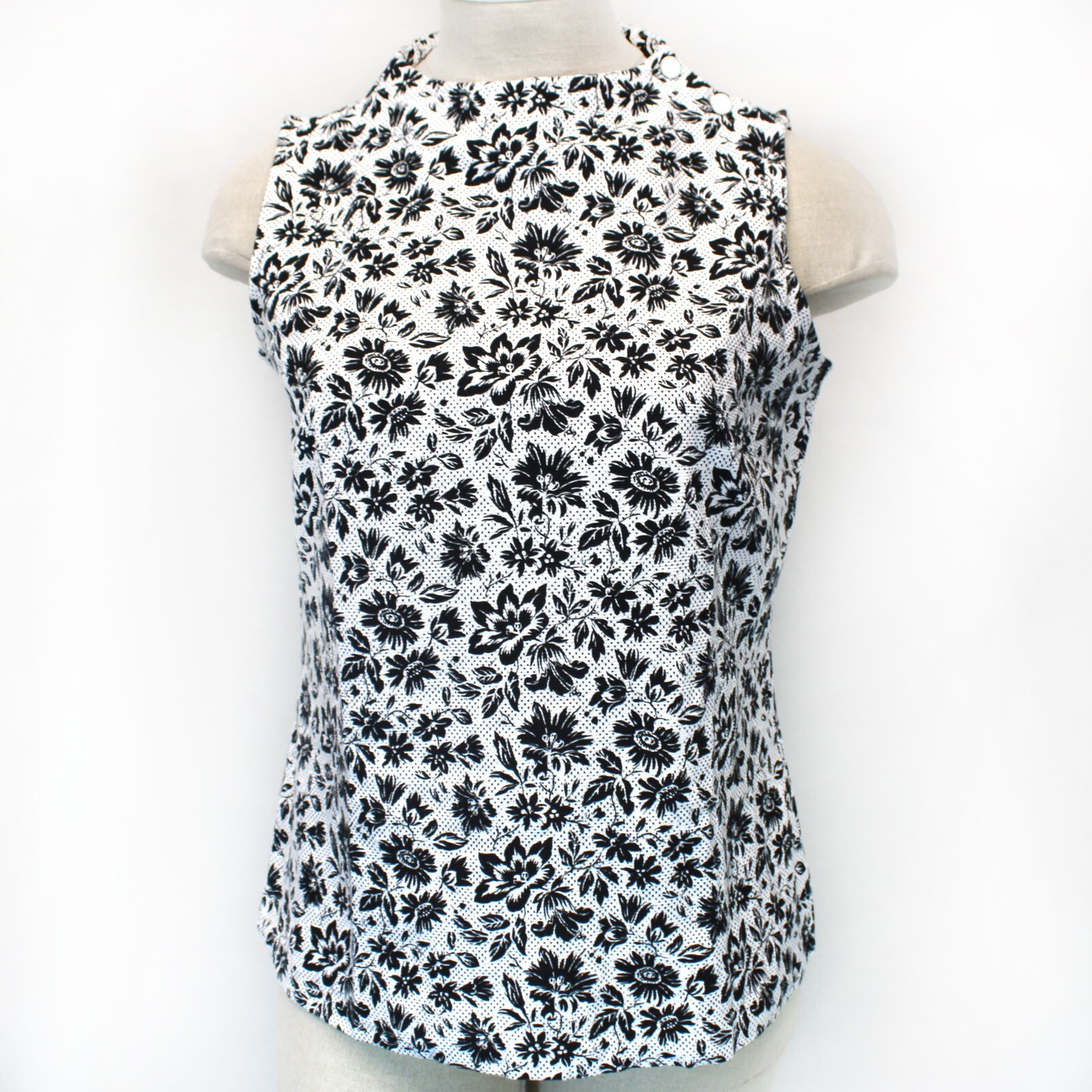 TALBOTS Plus BUTTON DETAIL FUNNEL NECK TANK DOTTED FLORAL TANK TOP 2X Petite