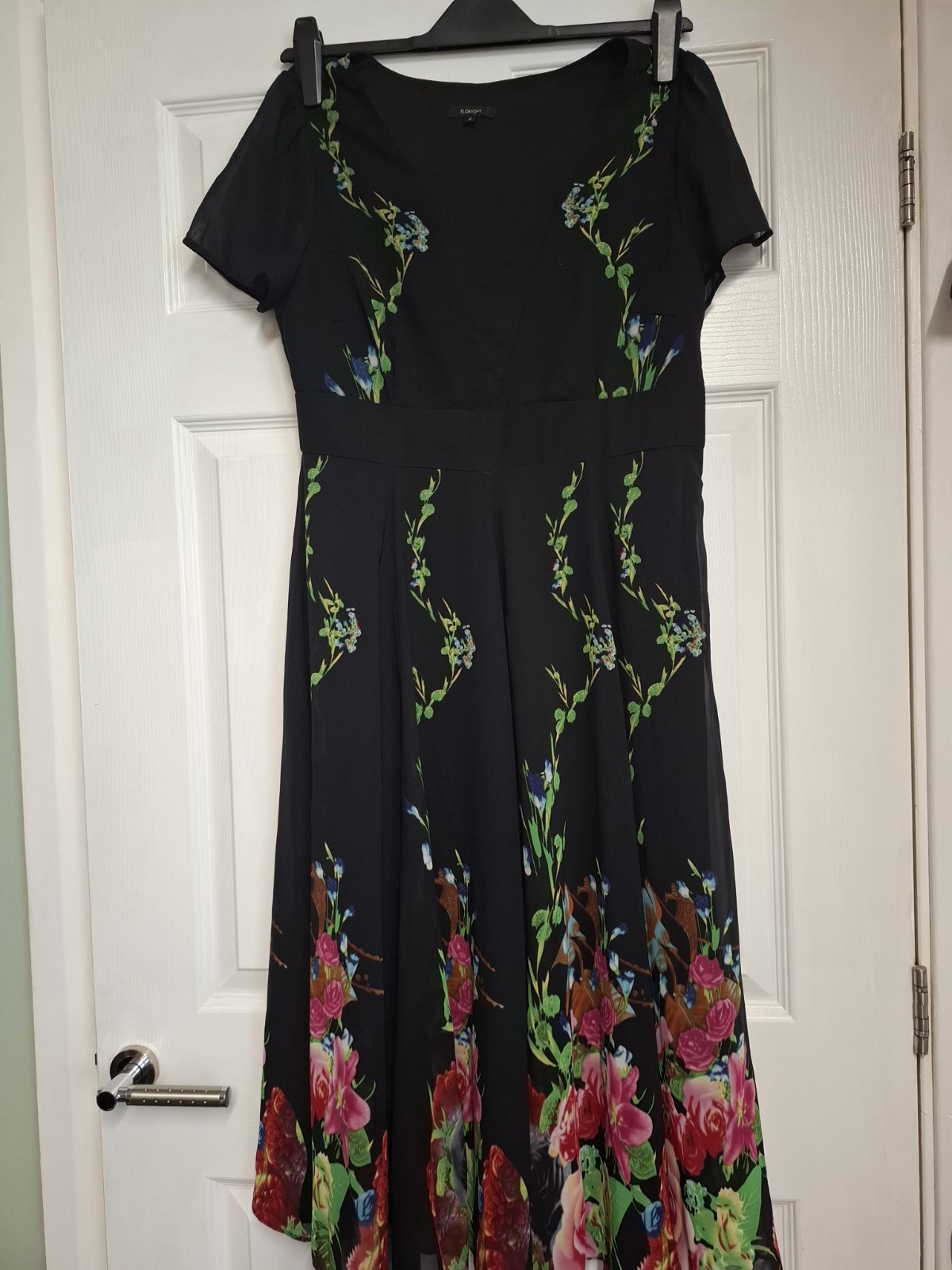 Womens Floryday Dress Black Floral Suit Any Occasion Cruise Holiday Size Small