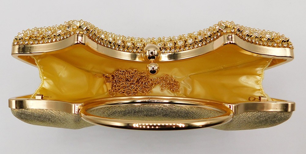 New Rhinestone Evening Handbag Handle Tassel Wedding Party Clutch Purse Gold5280