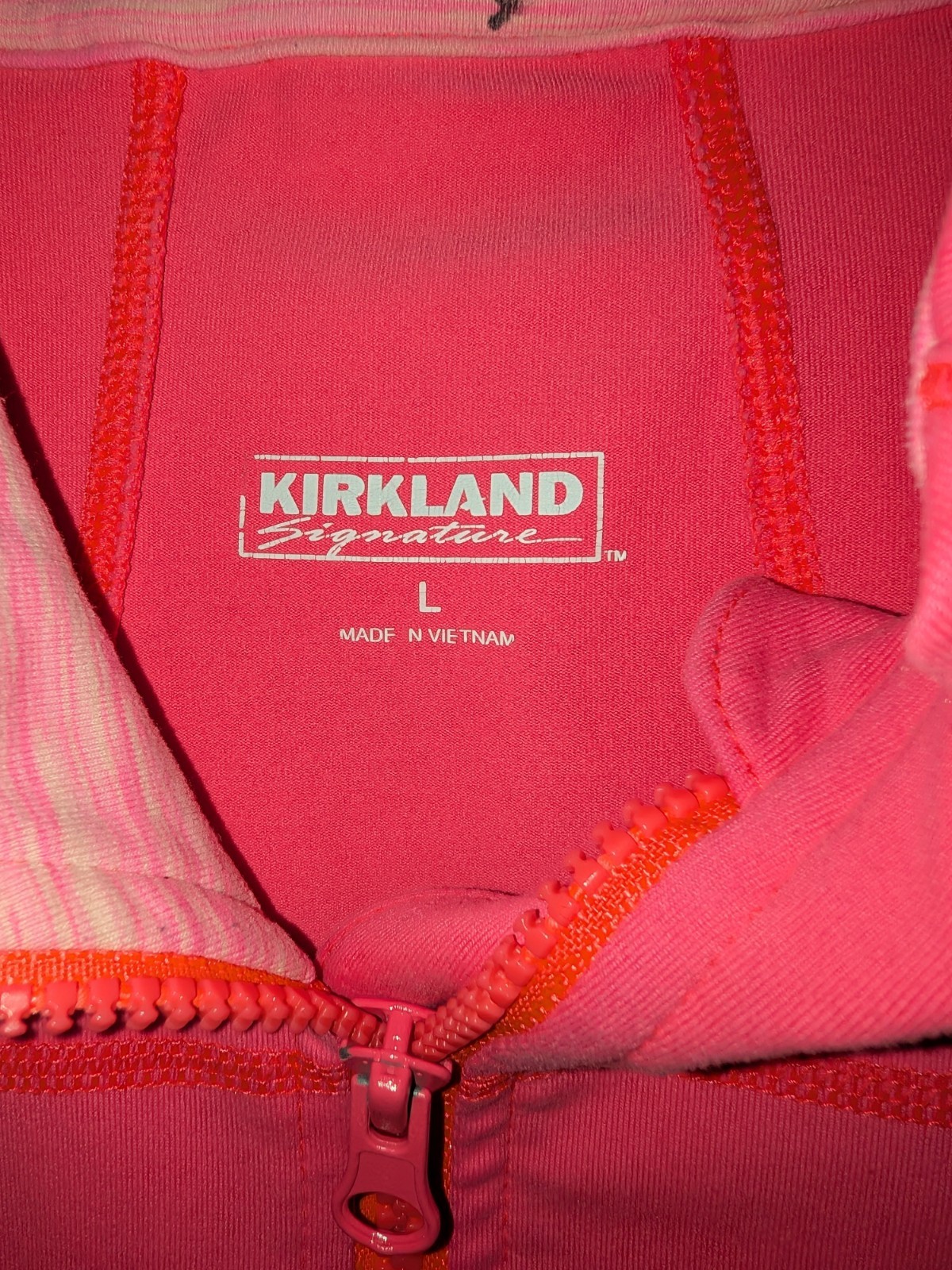 Kirkland Signature Women’s Pink Track Jacket Full Zip Pockets Size L