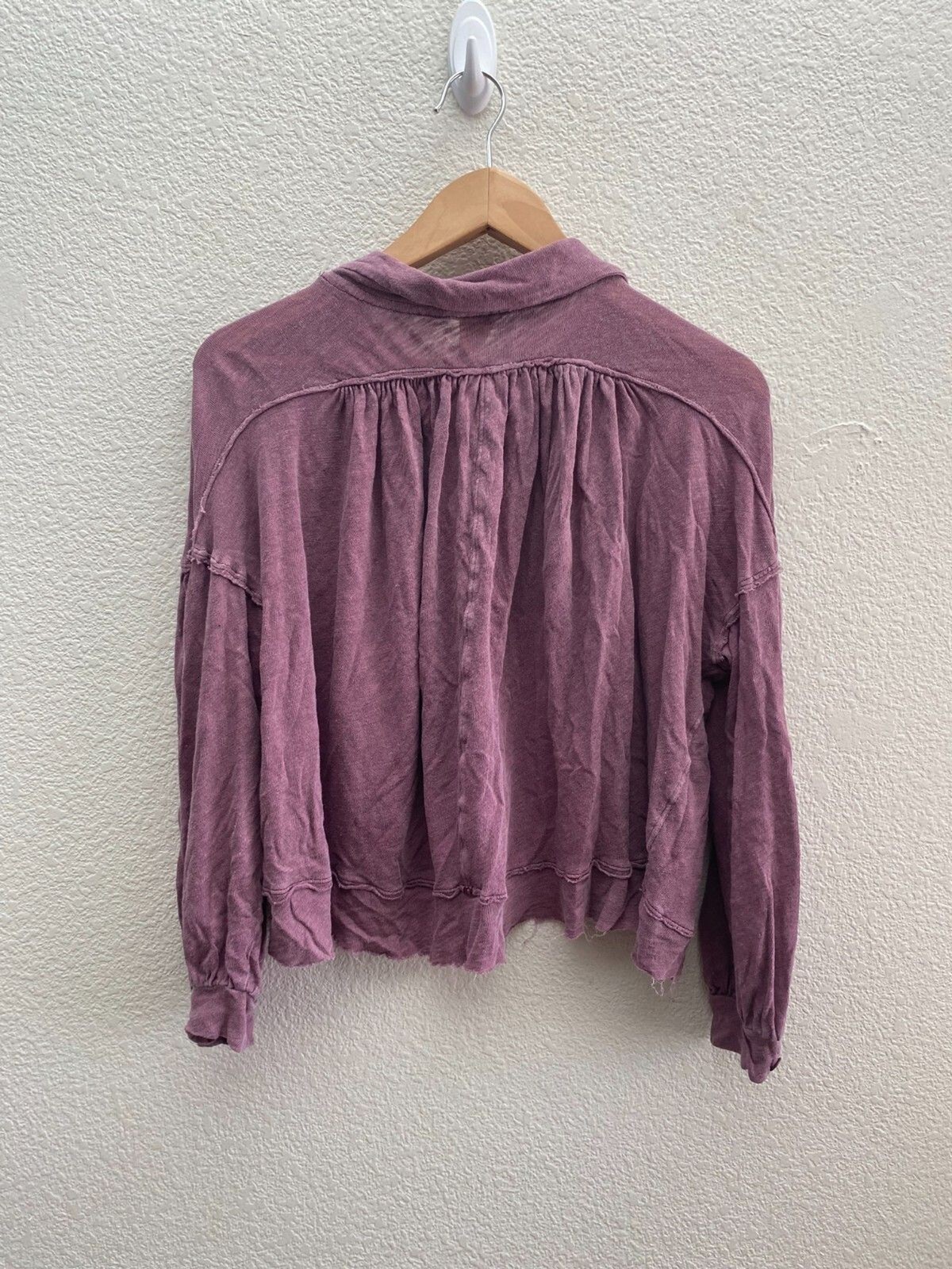 Free People Rush Hour Peasant Blouse Top OB872332 Mulberrry Medium Raw Hem