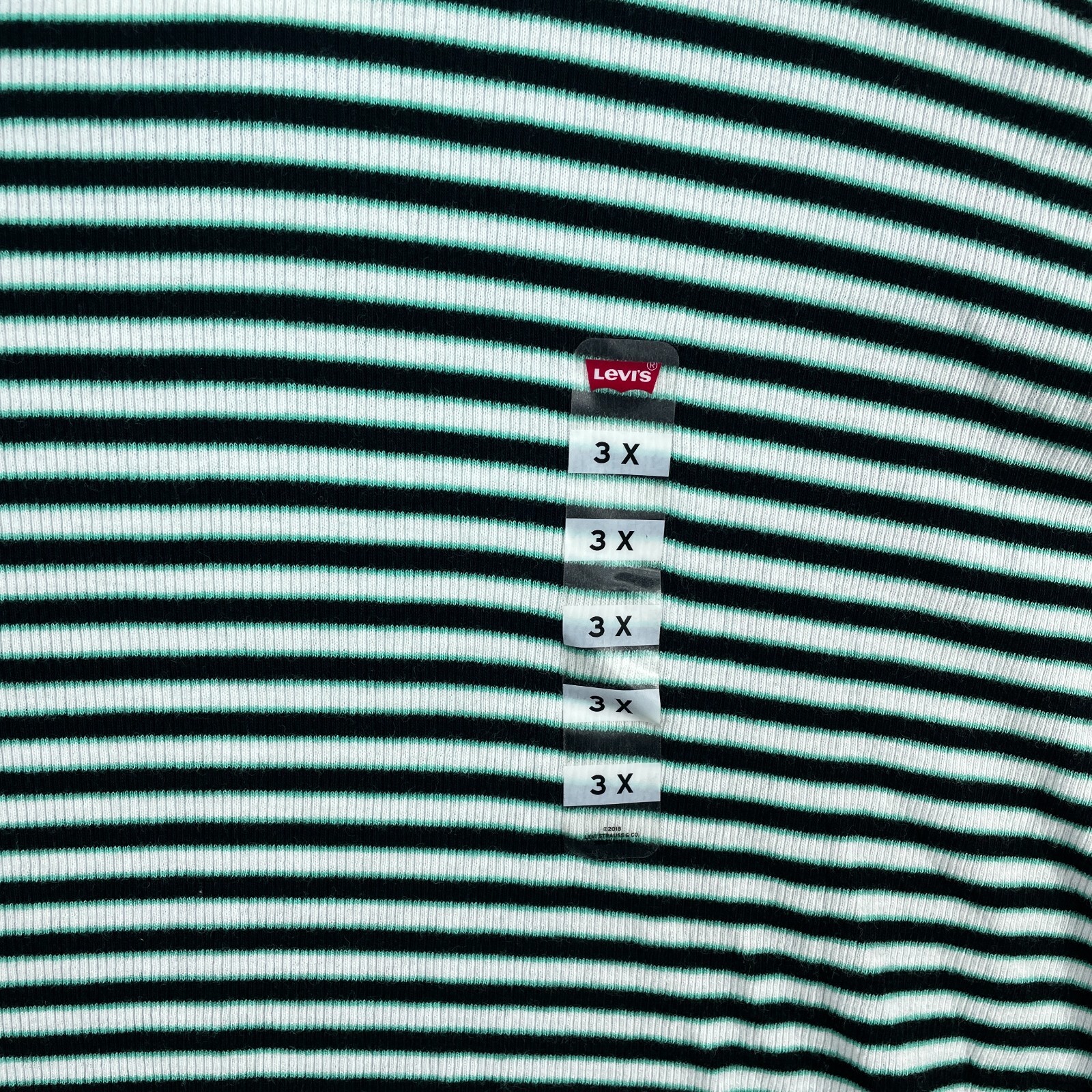 Levis Shirt Womens Plus size 3X Green White Black Striped Turtleneck Ribbed New