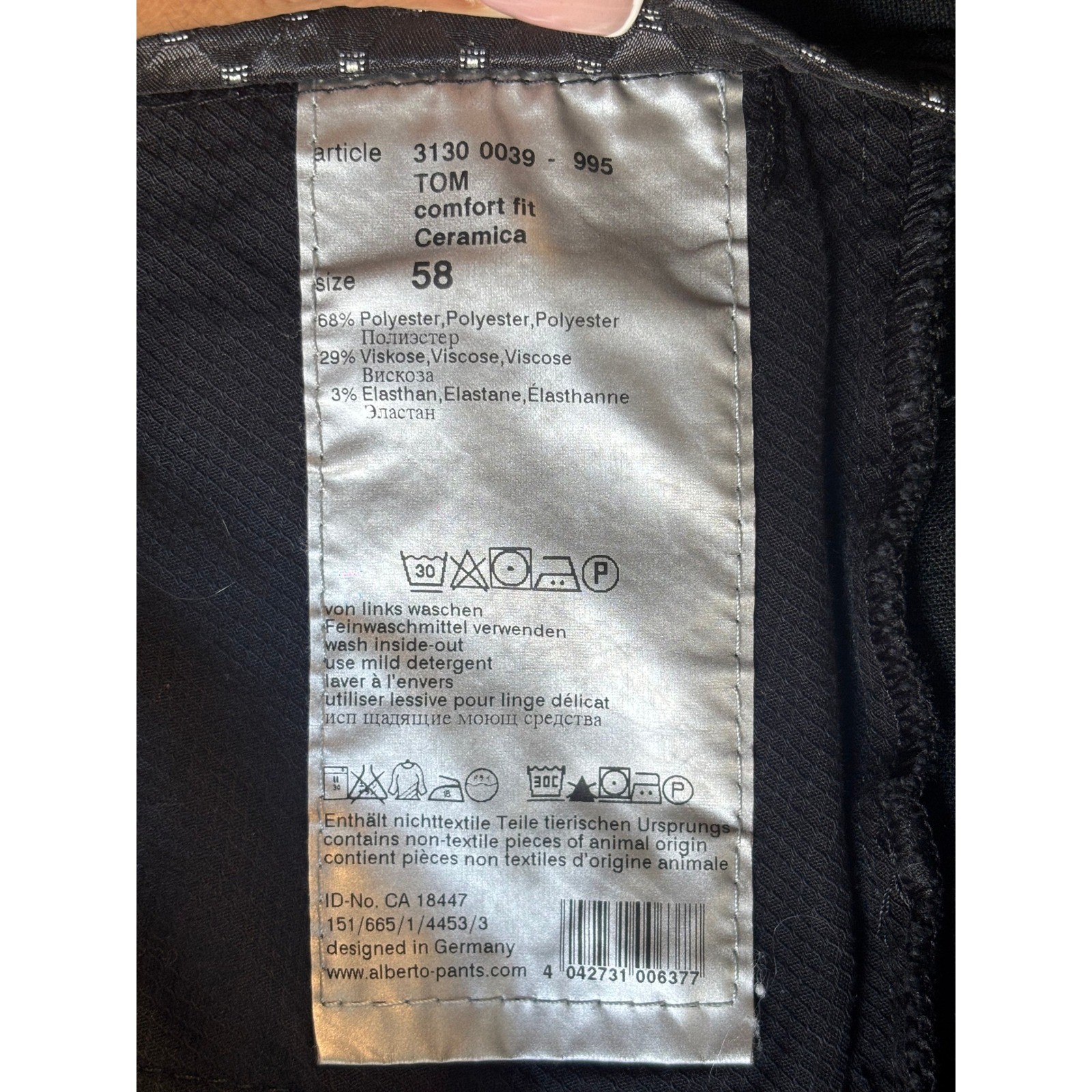ALBERTO CERAMICA Men Pants Comfort Fit Charcoal Gray Flat Front Trousers SZ 58