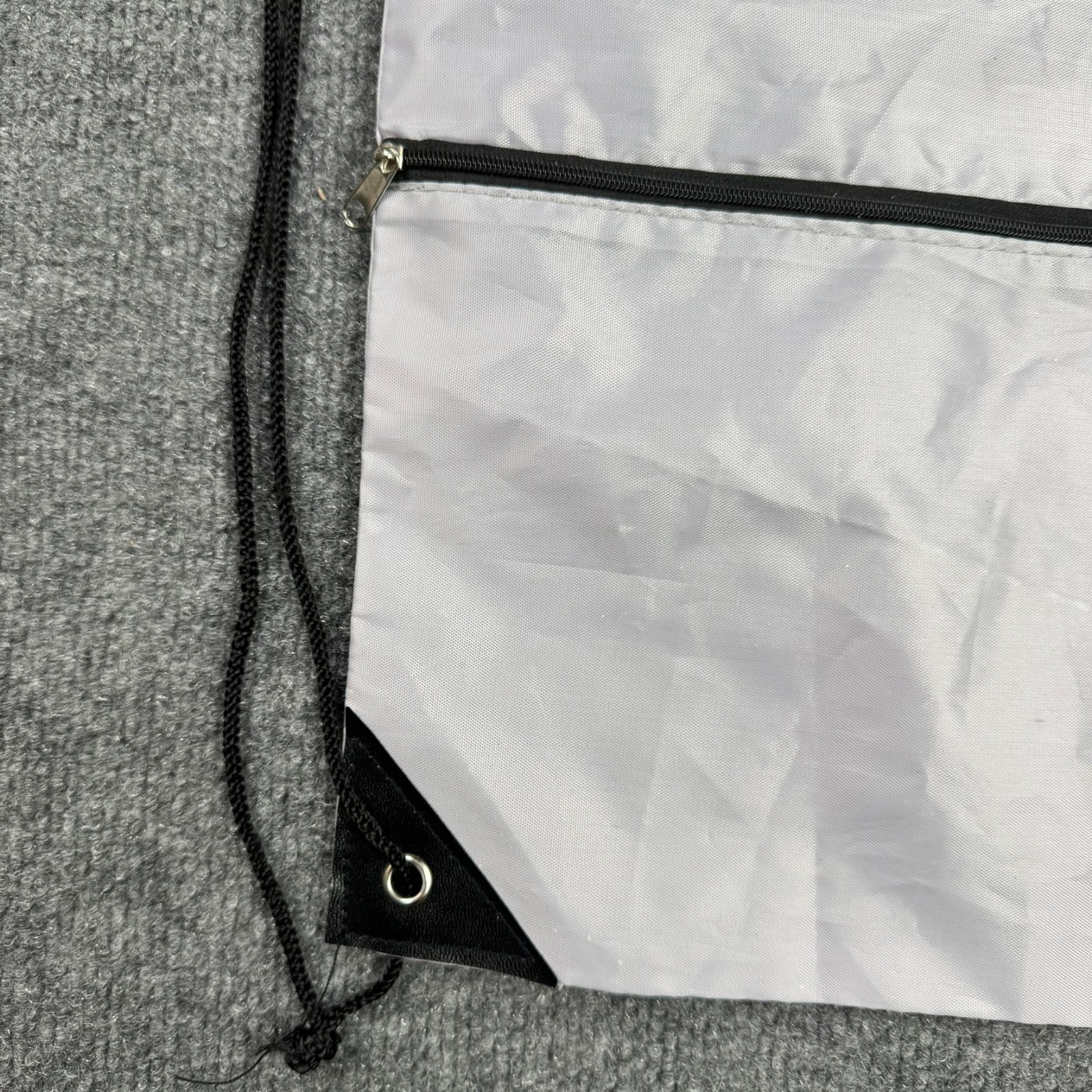 Silver Drawstring Cinch Backpack Sport Sackpack Bag with Zipper Pocket Unisex
