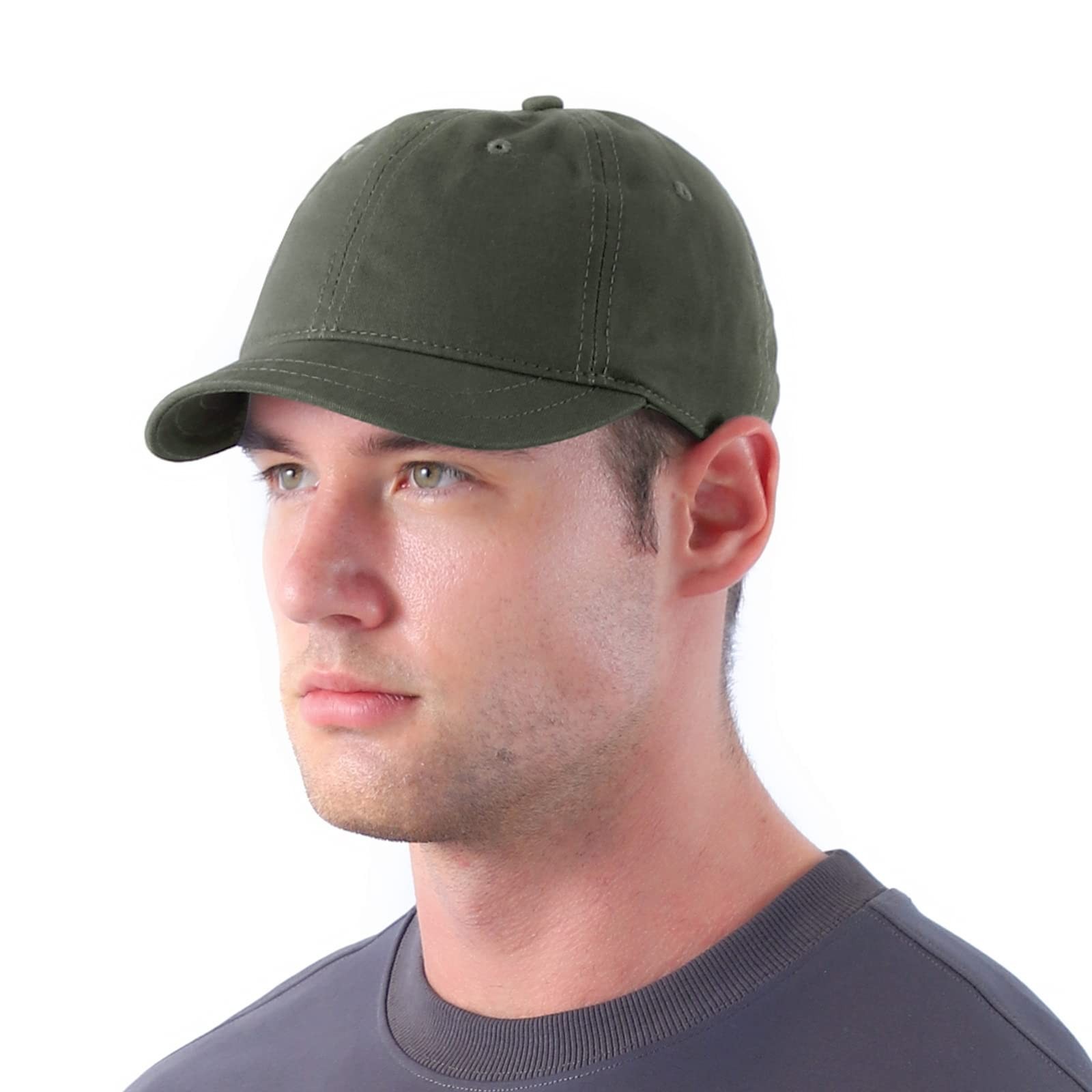 Short Brim Baseball Cap for Women and Men Outdoor Sports 7-7 1/2, Army Green