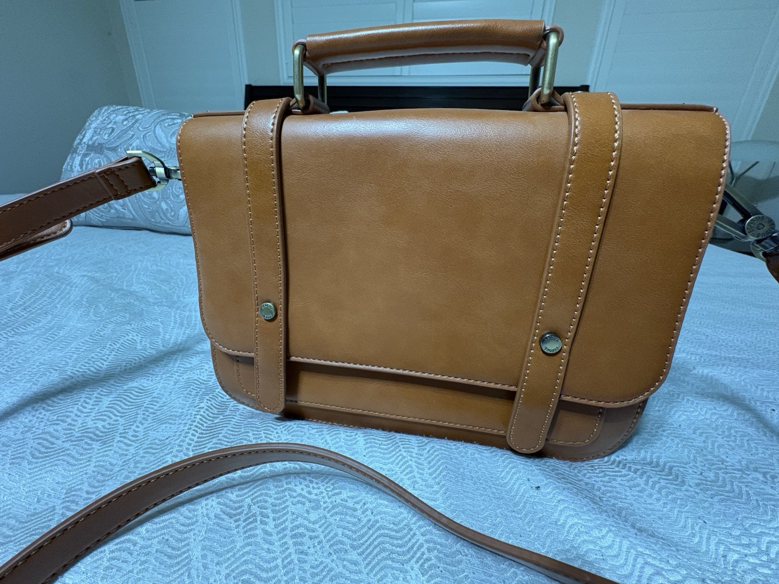 ECOSUSI Brown FAUX Leather messenger bag