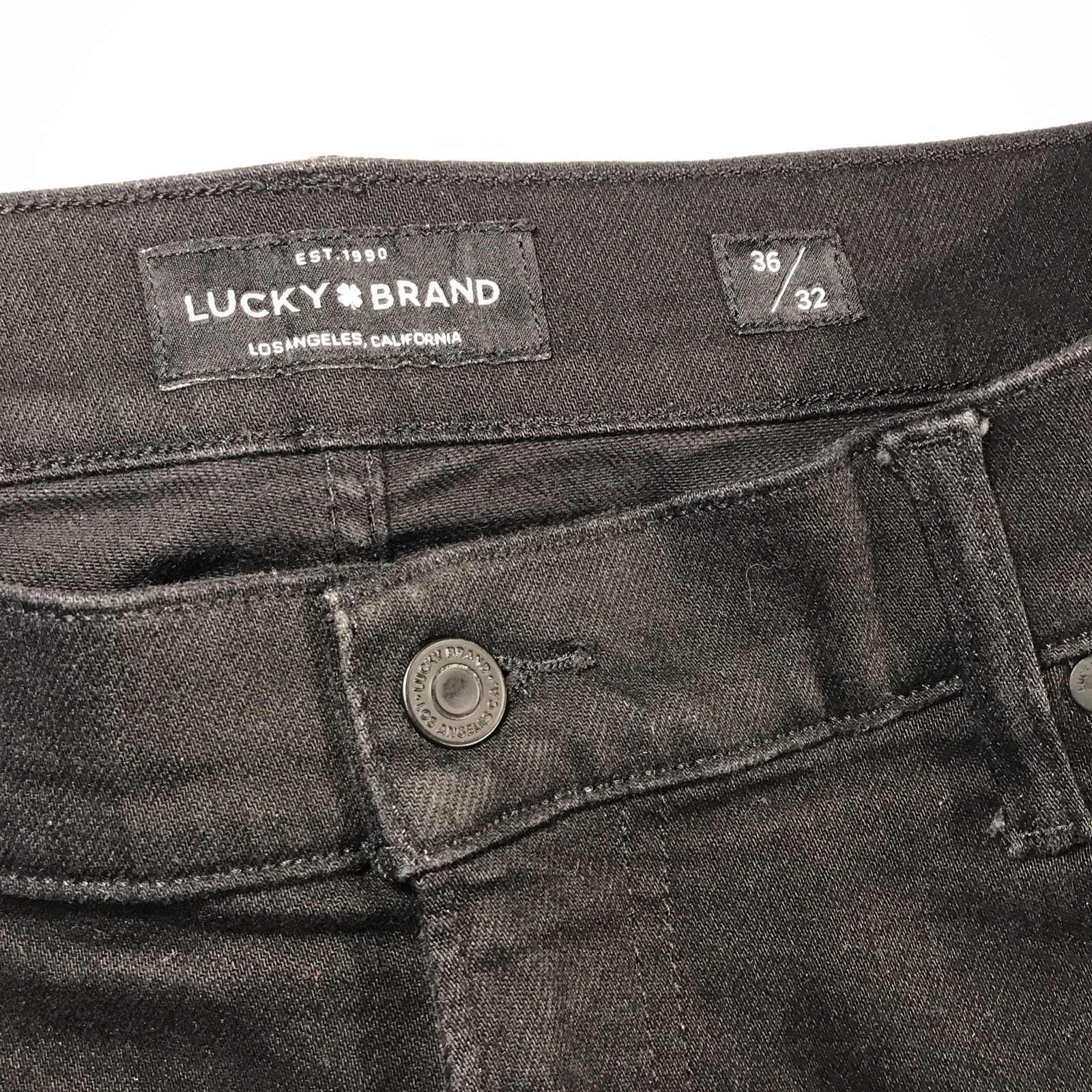 Lucky Brand Men’s Straight Fit Black Dark Wash Stretch Denim Jeans 5-Pocket