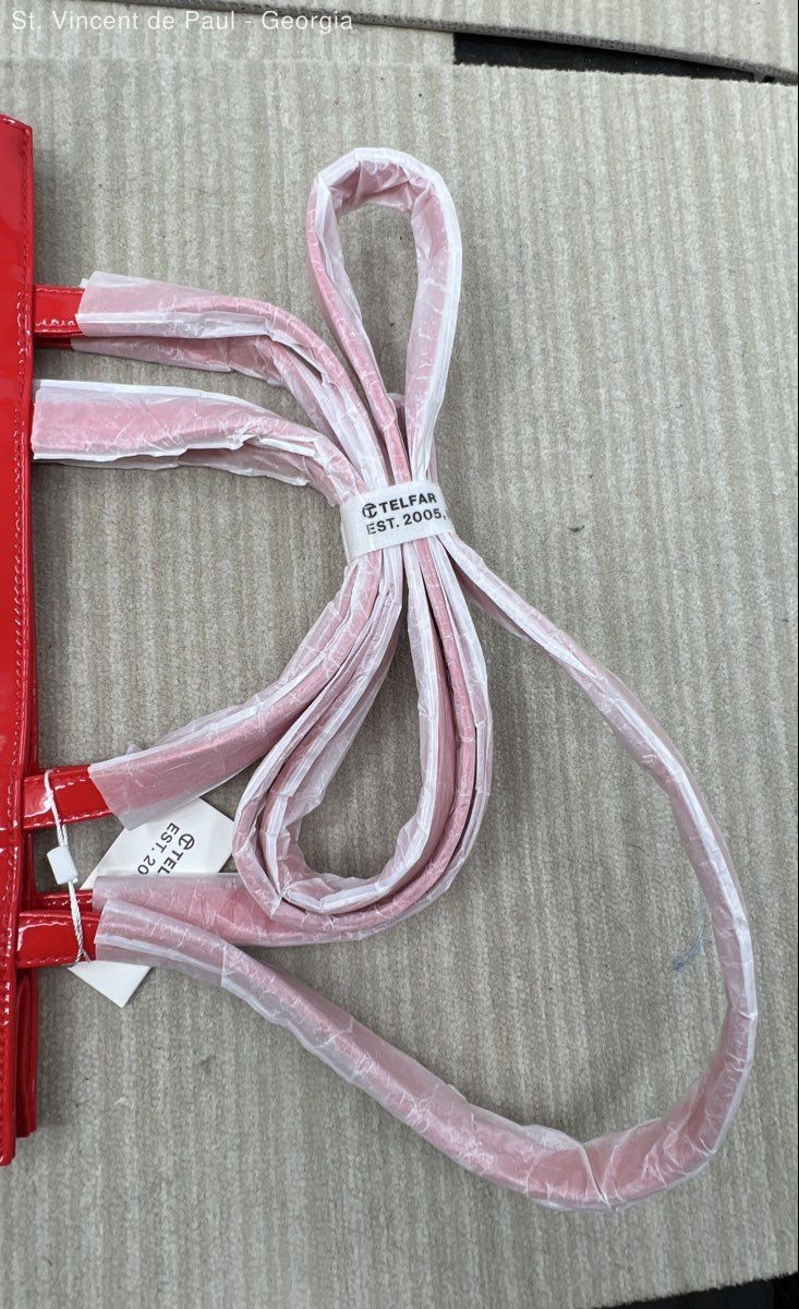 Telfar Medium Shopping Bag Red Patent Vegan Leather Brand New With Tags
