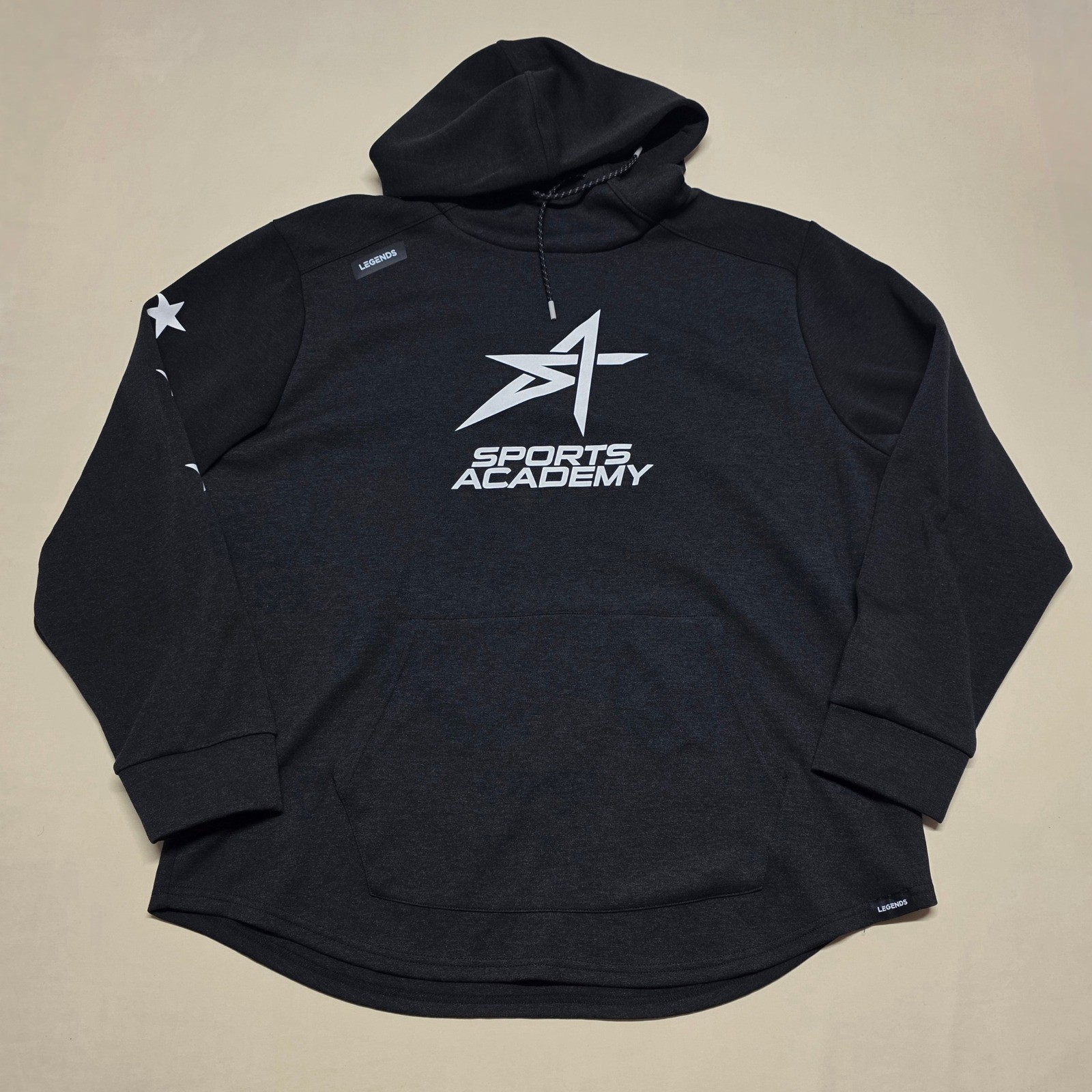 Legends Sports Academy Men 3XL Black Pullover Hoodie Sweatshirt Curved Hem