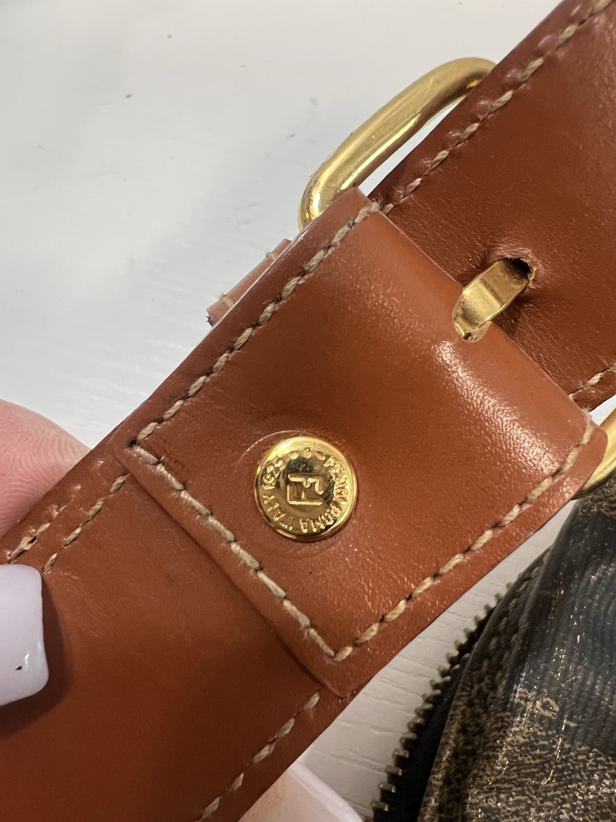 Fendi Bag Crossbody FF Logo Purse Brown Stripe Gold Buckle Zucca Long Man Camera
