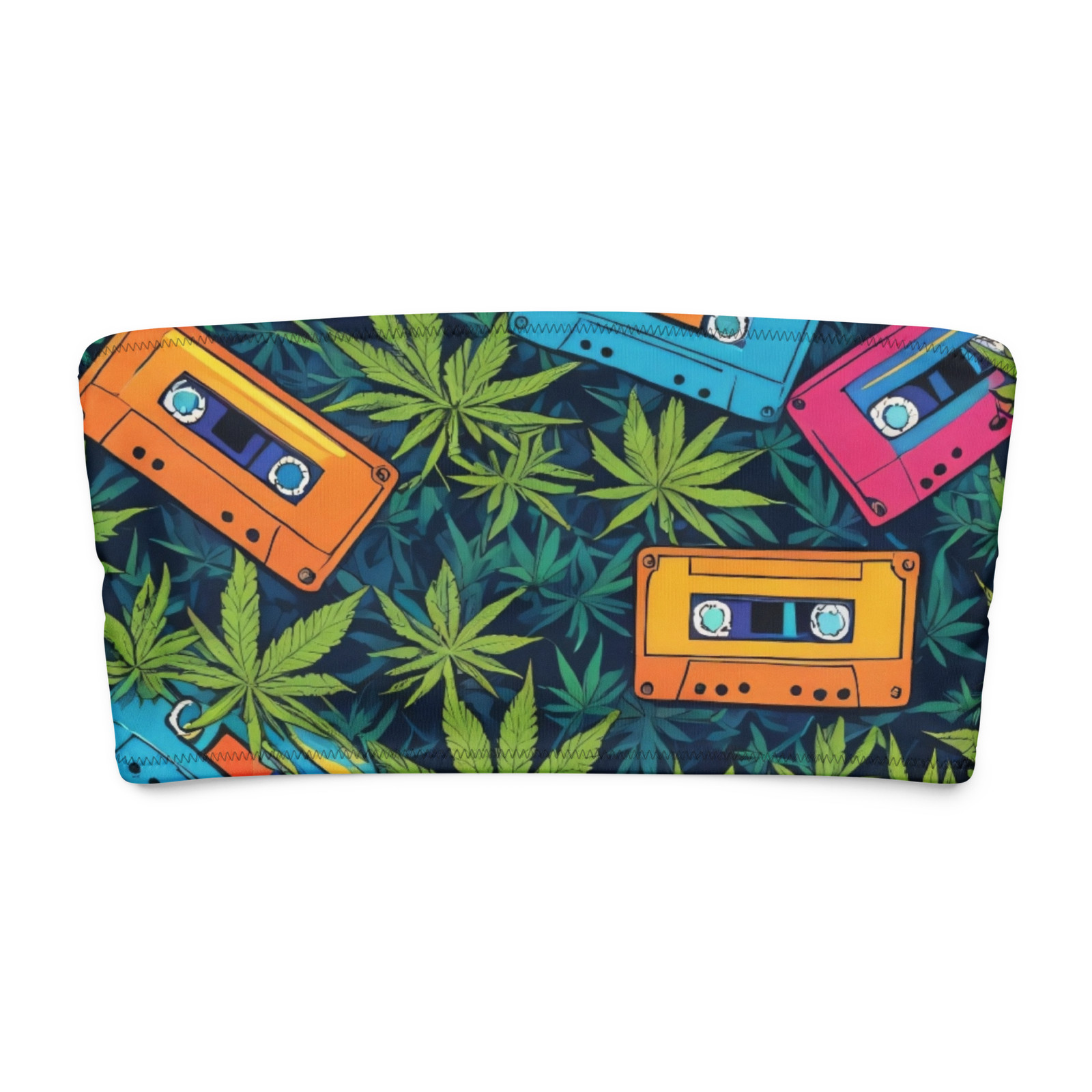Cassette Weed bandeau bikini top