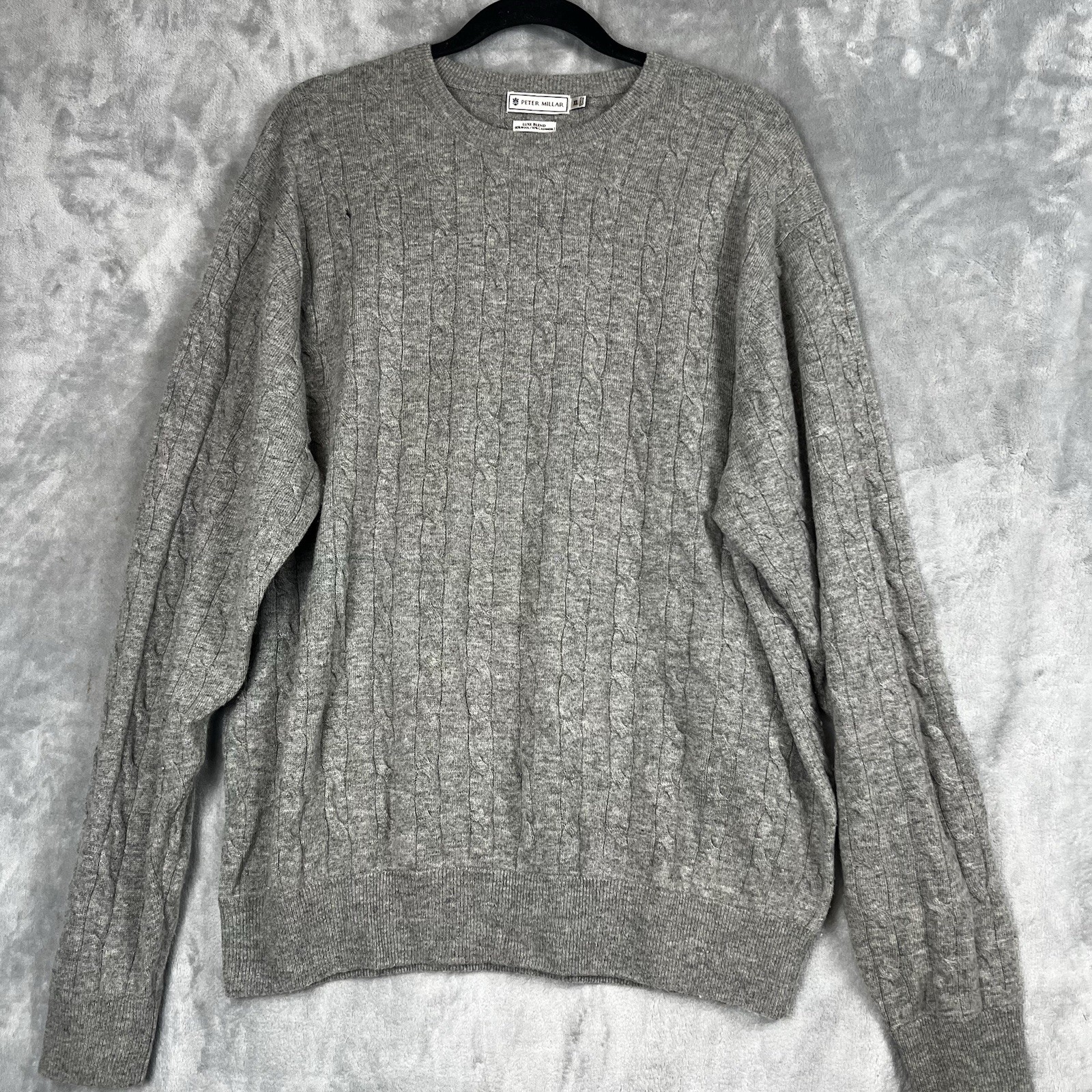 Peter Miller Sweater Luxe Blend 90% Wool 10% Cashmere XL Crewneck Cable Knit