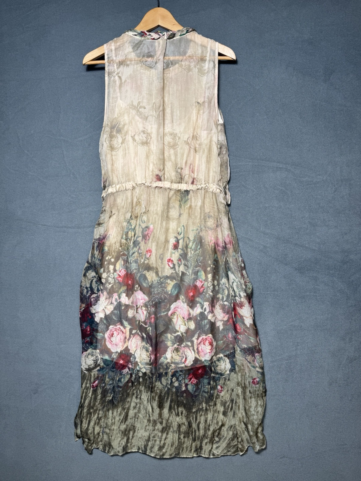 Queen Mulock Silk Chiffon Floral Blouson Dress Sz XL Fairy Ethereal Whimsical