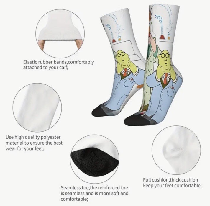 Dr Bunsen & Beaker Muppets Character Novelty Socks L One Size Unisex
