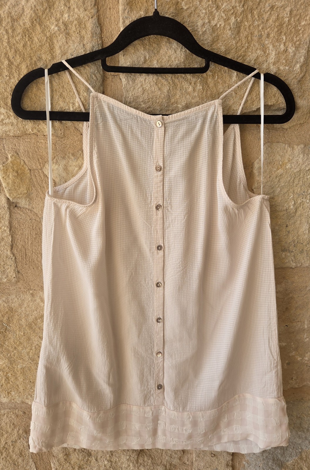 Massimo Dutti Pastel Pink Gingham V-neck Camisole Top
