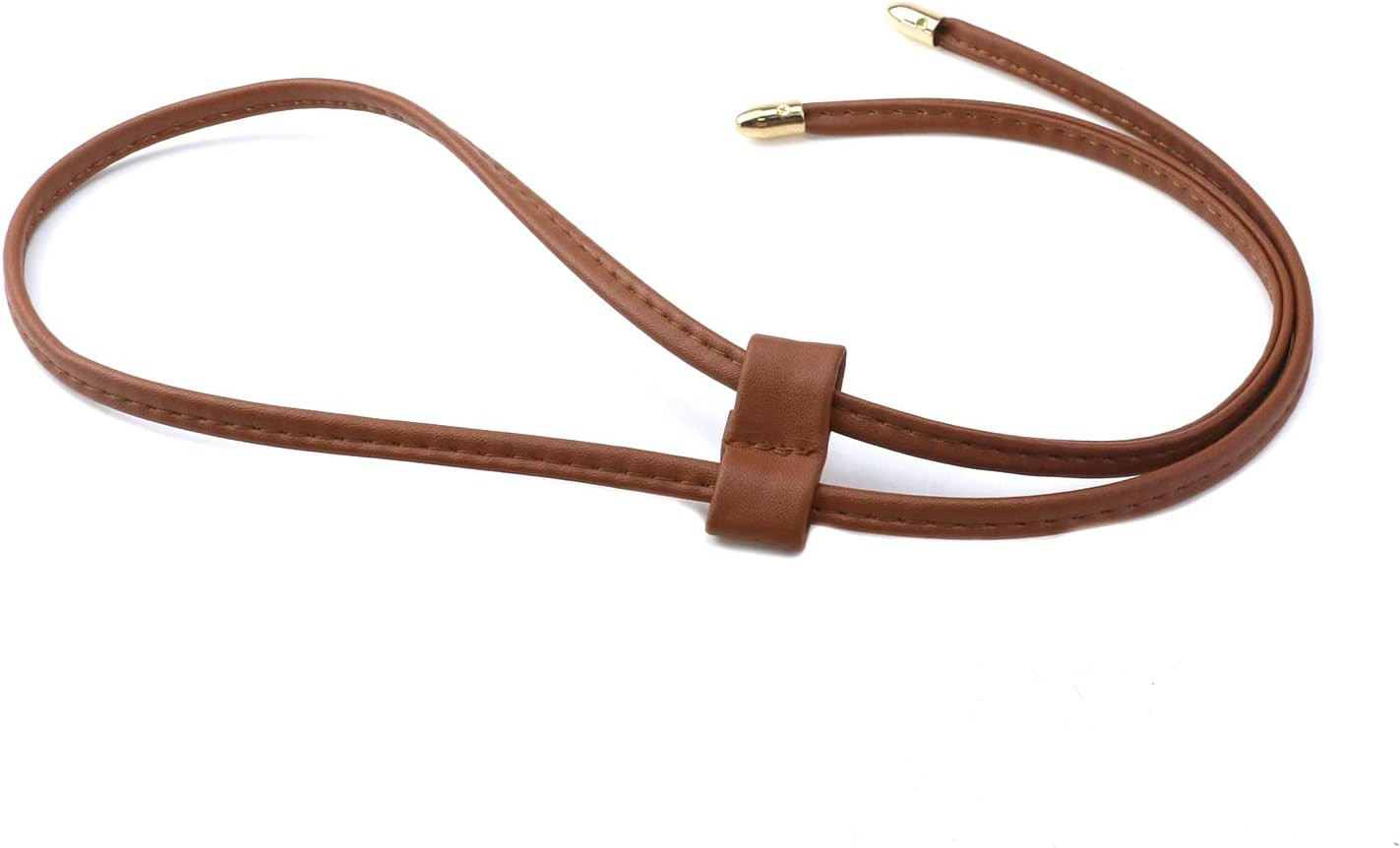 PU Leather Drawstring Brown 38.6″ | Pull String Purse Strap Drawstring Pull Stri