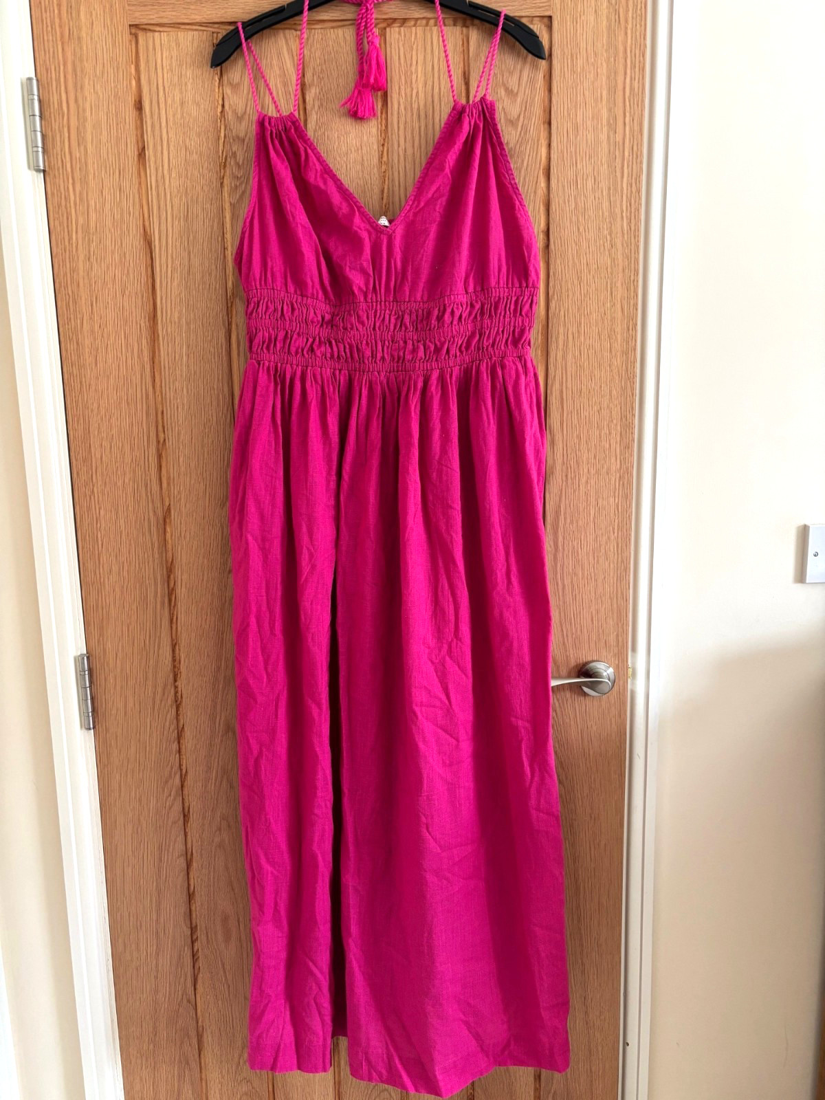 Accessorize Magenta Pink Cotton Long Midi to Maxi Length Dress, Size L, 16-18