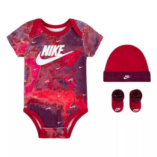 NIKE Air Baby 3 Pc Box Set Bodysuit Beanie Booties 0-6 Month Colors Choices NEW