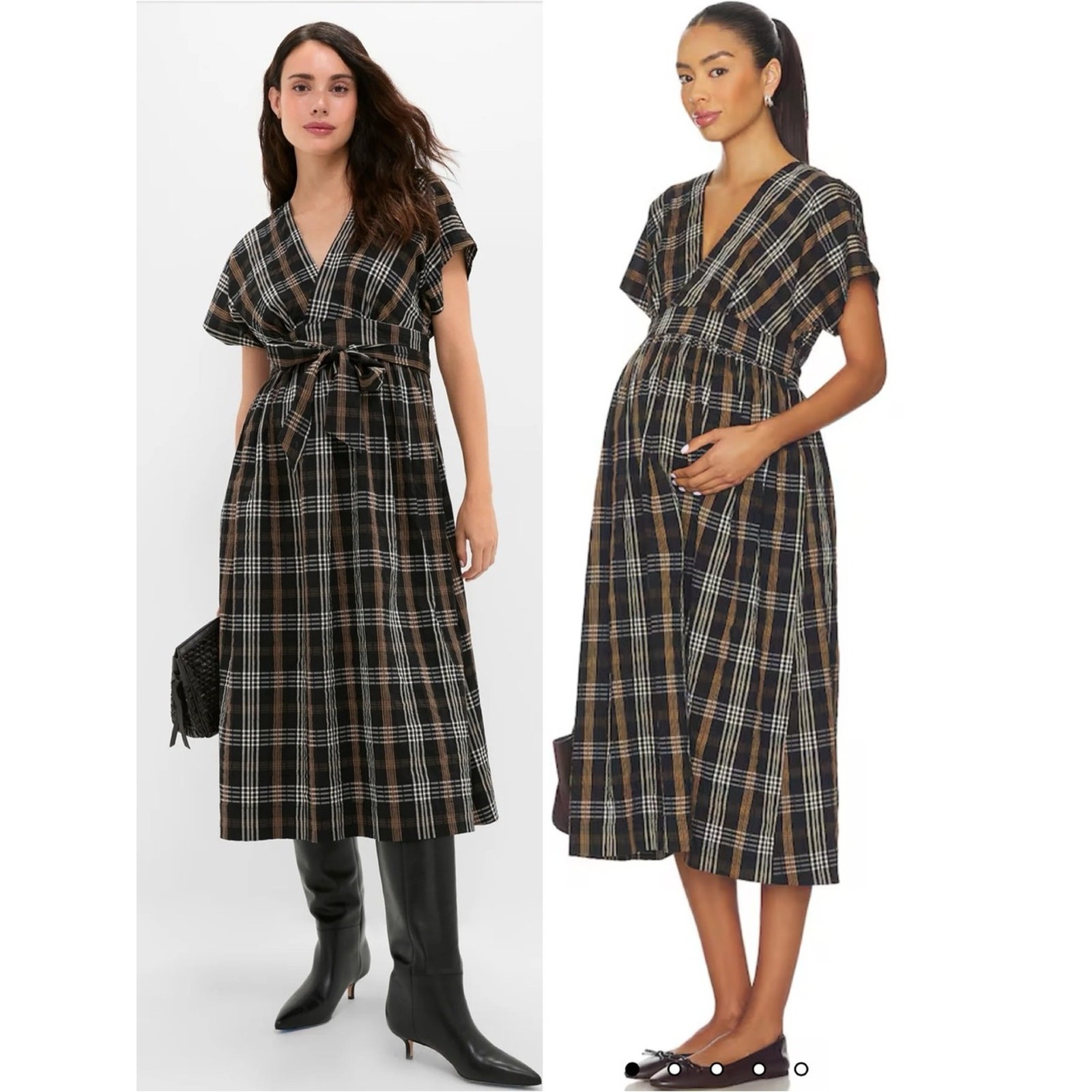 HATCH Tuckernuck Carolina Black Multi Plaid Maternity Maxi Dress Sz 0/XS 🧡🎀