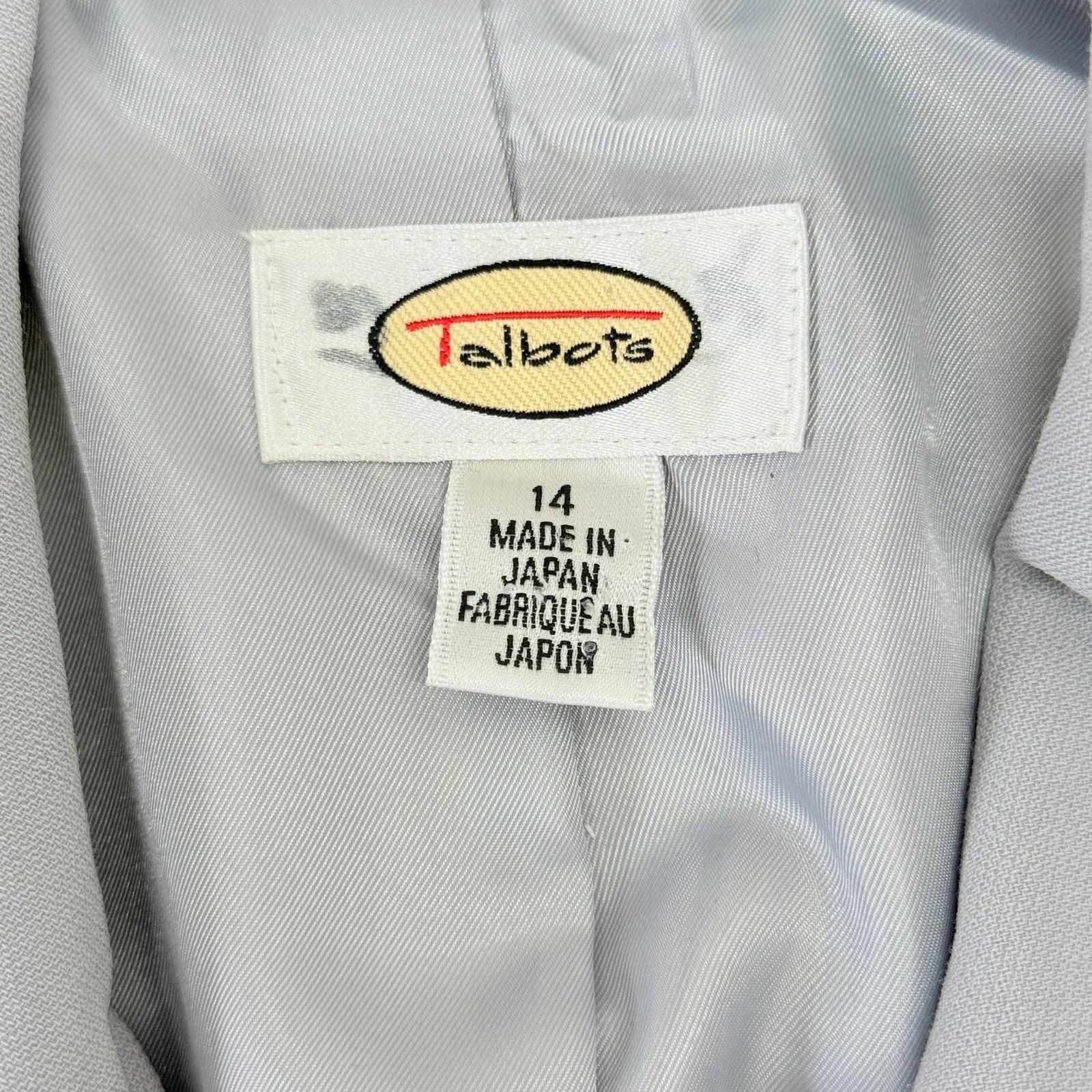 Talbots Wool Safari Utility Jacket Blazer Size 14 Light Blue Japan Vtg Career