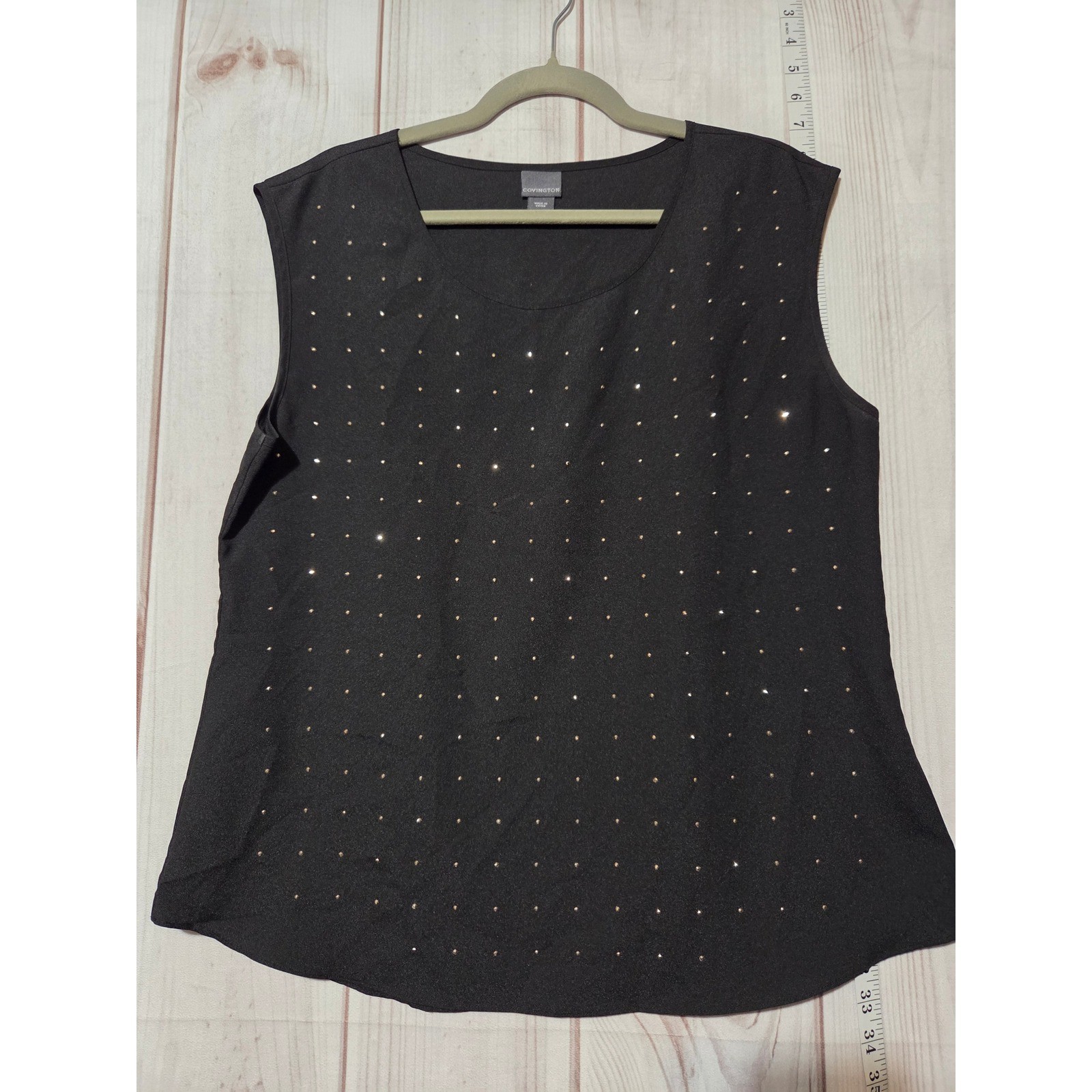 Covington Black Sleeveless Studded Top Women’s Size L G