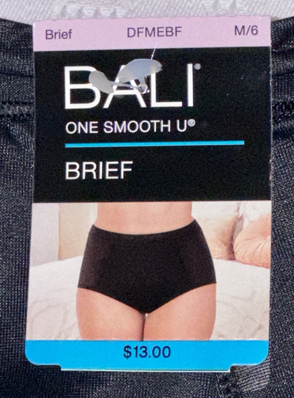 BALI One Smooth U Modern Microfiber Black Brief Panty NEW Womens Sz L 7