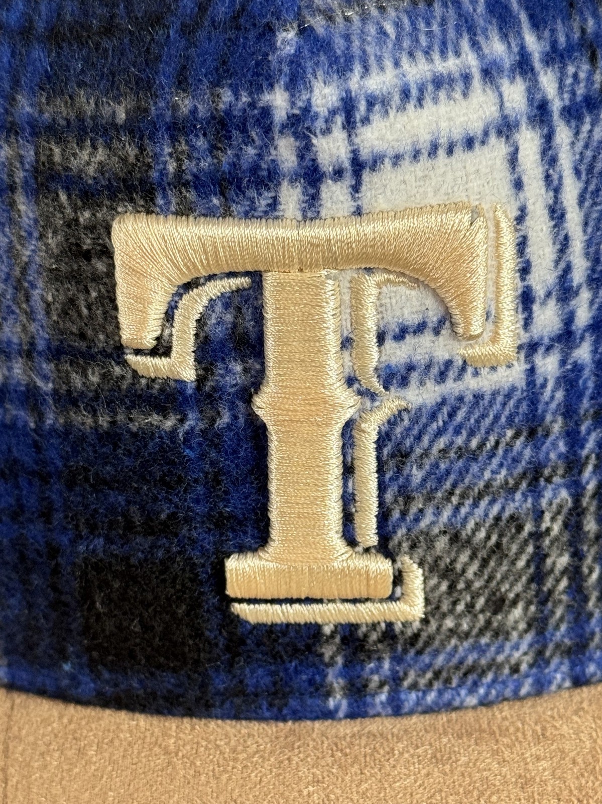 Mitchell & Ness Texas Rangers Plaid Snapback Tan Brim Hat One Size