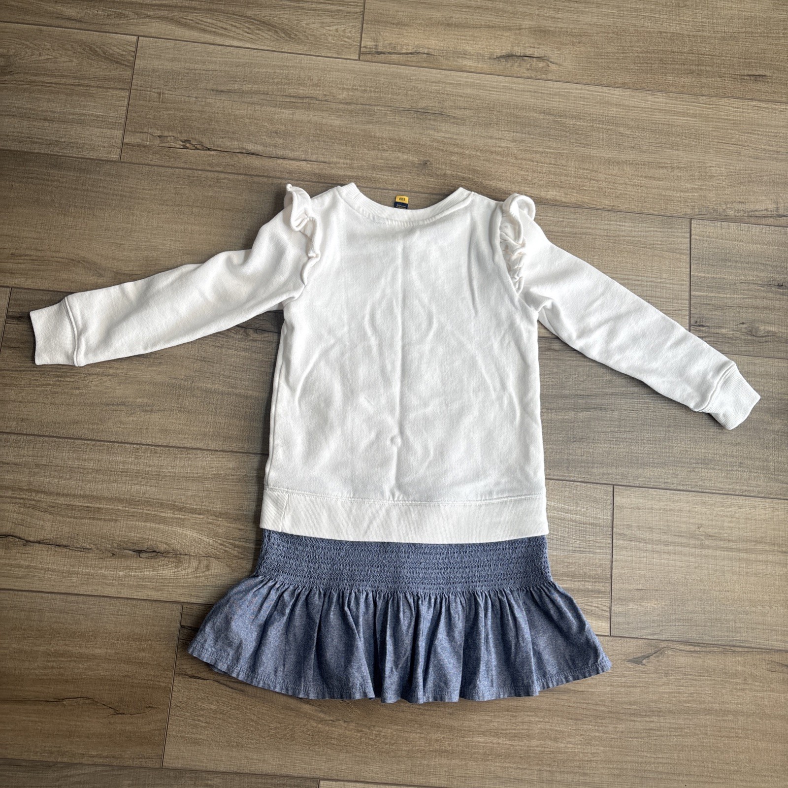 Polo Ralph Lauren Girls Sweater Dress Sz 7 White/blue Long Sleeve Ruffle 102