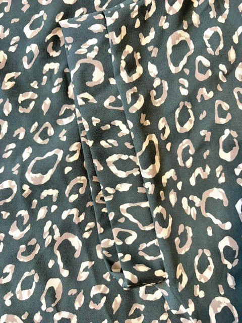 Jodifl Leopard Print Blouse Size Medium Green/Grey/Beige #0006