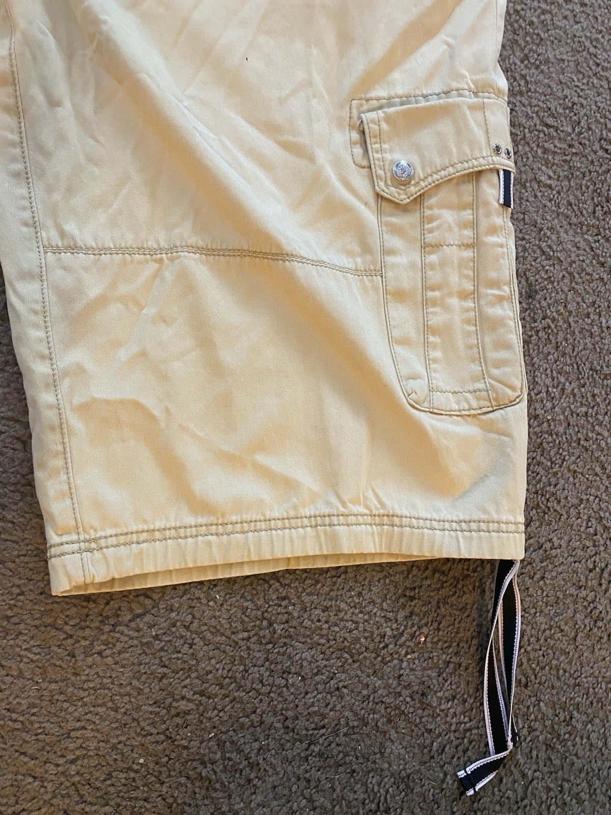 VINTAGE Y2K COOGI Men’s Beige Canvas Cotton Cargo Shorts Size 40. Biker Hip Hop