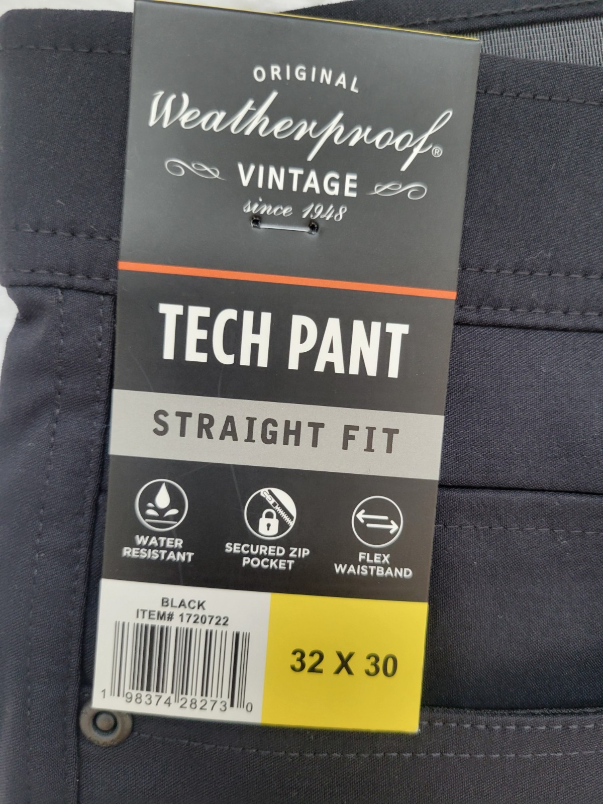 Weatherproof Men’s 32×30 Straight Stretch Tech Pant Flex Waistband Zip Pocket