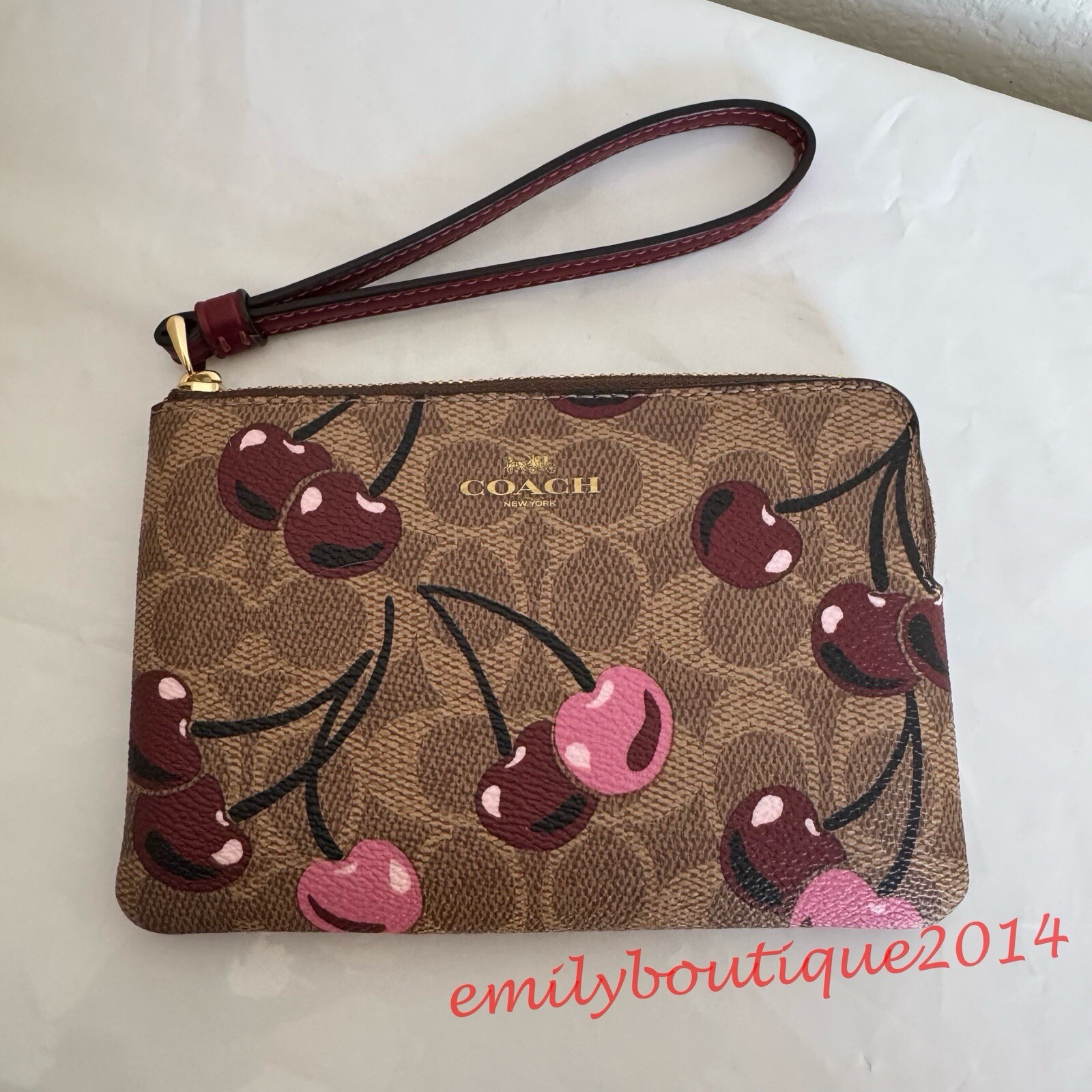 NWT Coach CAA71 Gallery Tote Bag In Signature Canvas & Cherry Print Zip Wristlet