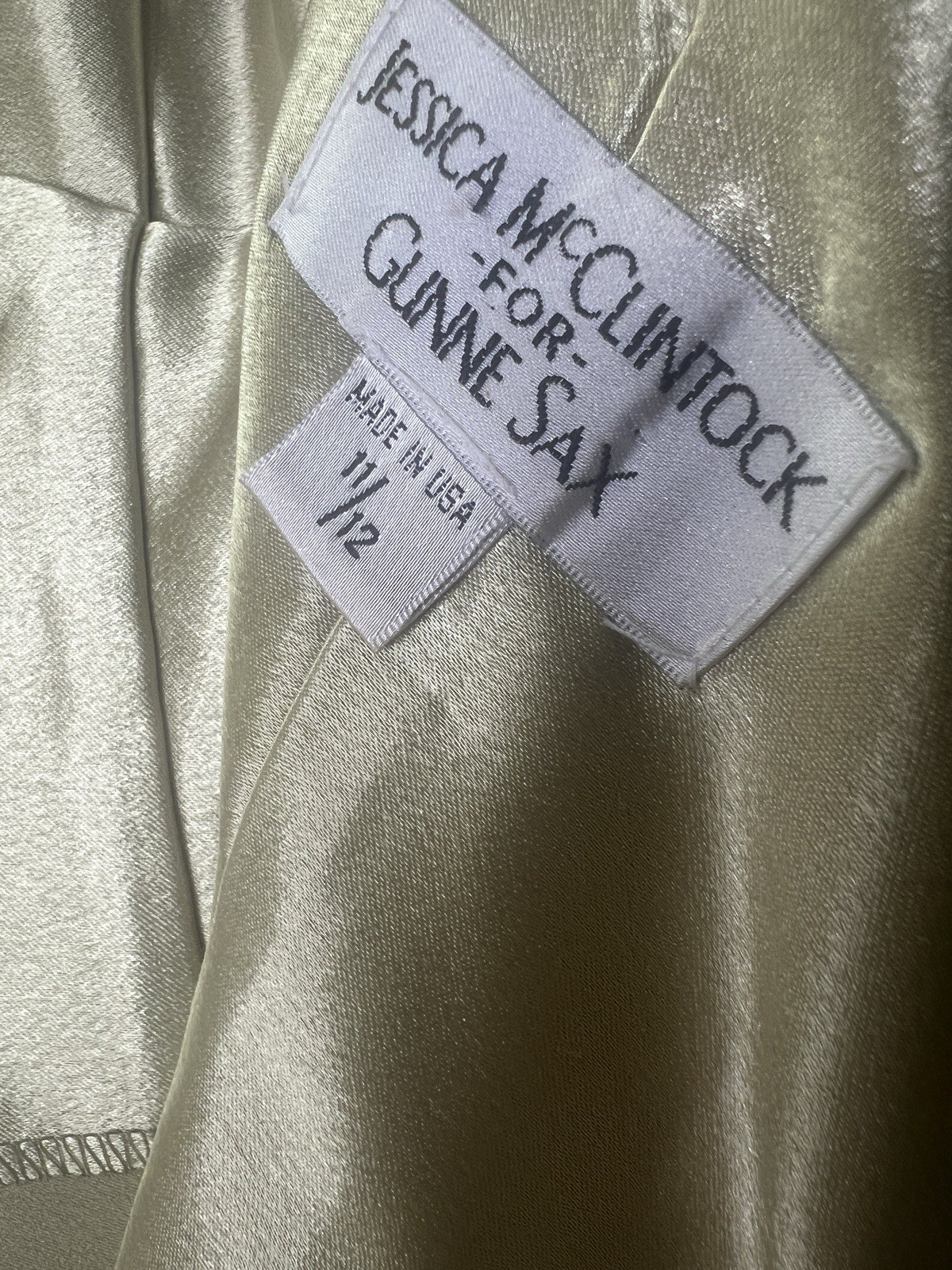 Vintage Y2K Jessica McClintock Apple Green Satin Halter Maxi Gown Fairycore