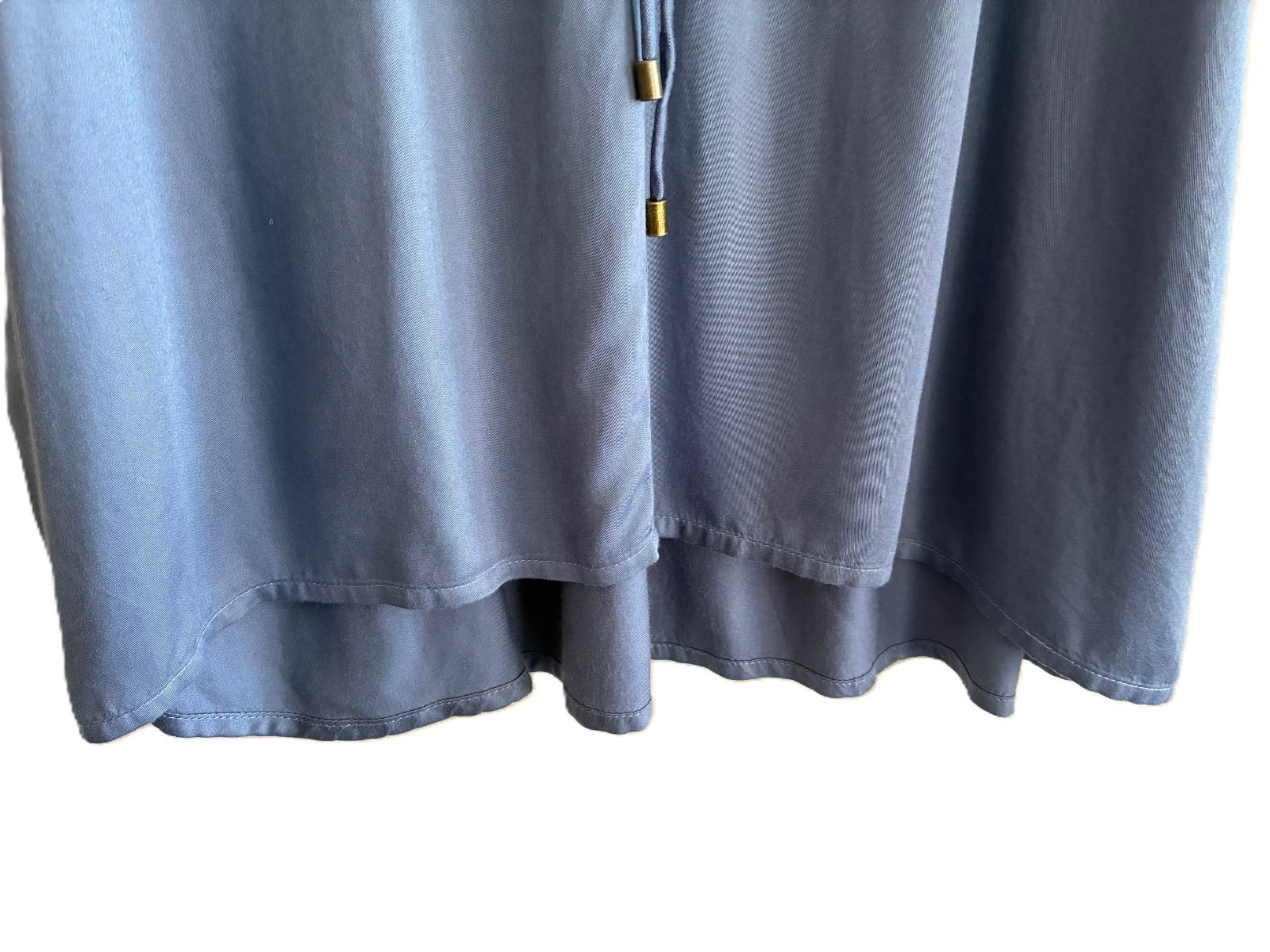 Womens Sundance Blue Tunic Blouse Ruffled V-Neck Flutter Sleeves Sz Med